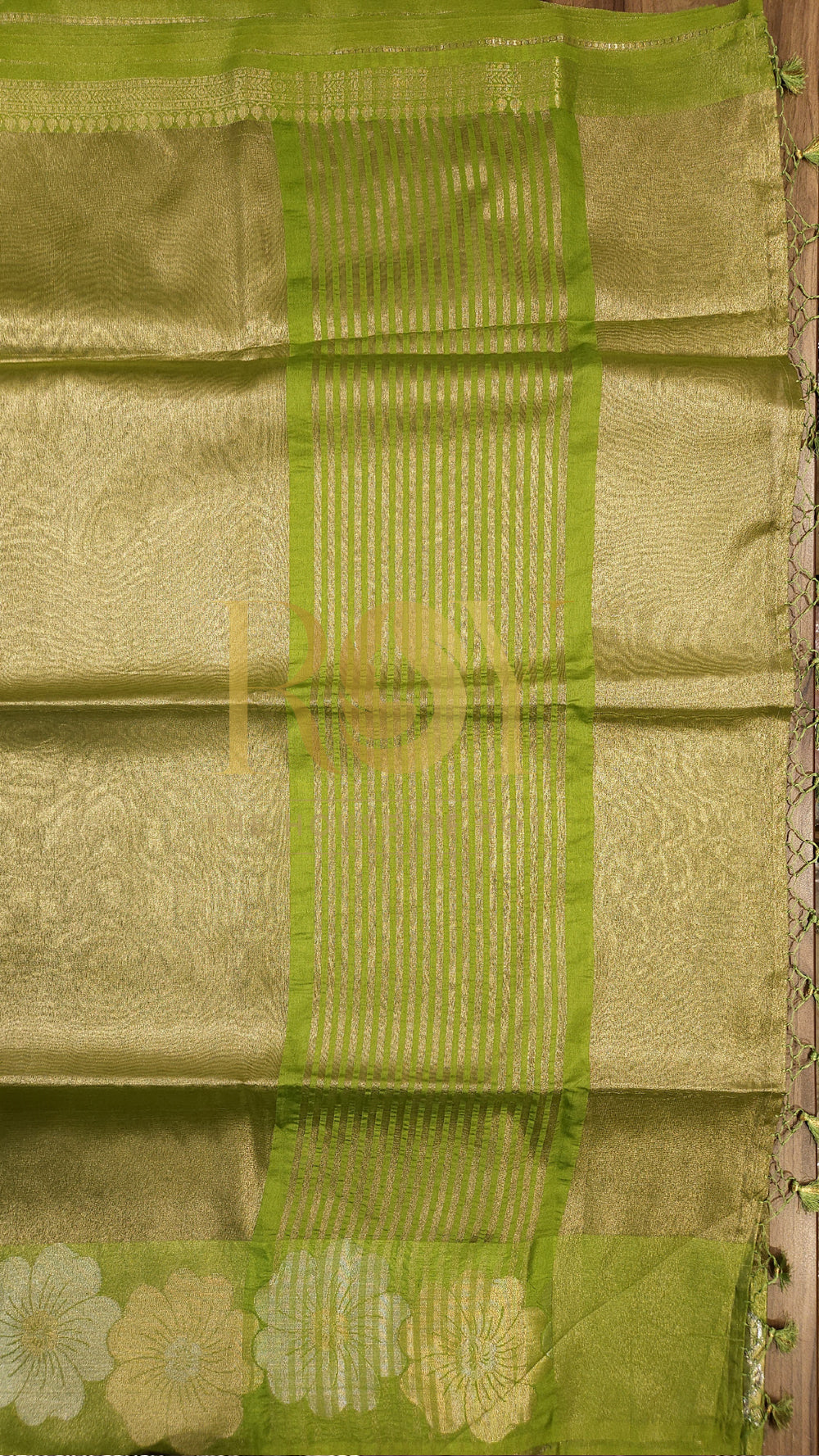 Lime Green Kora Tissue Silk Saree