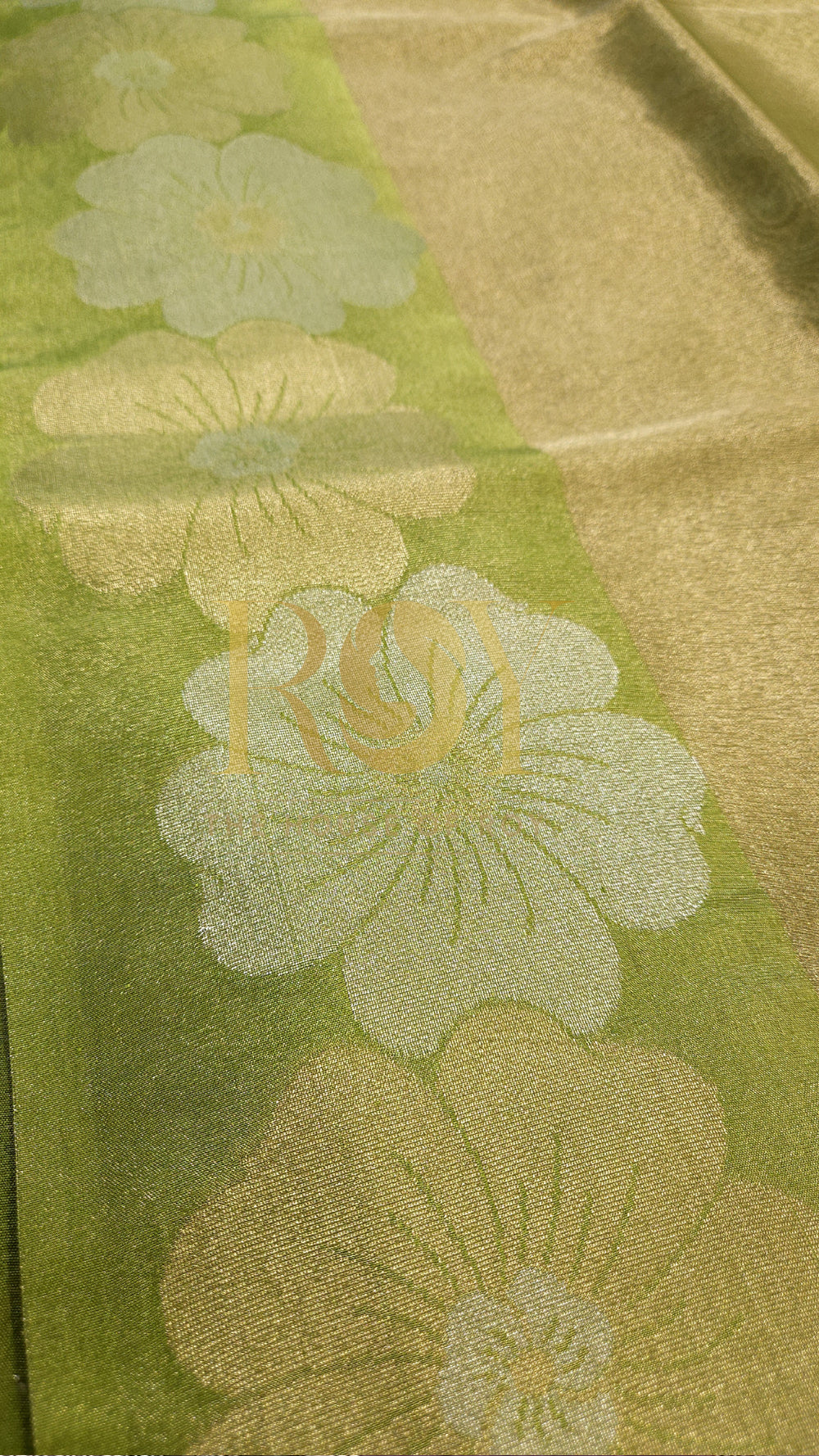 Lime Green Kora Tissue Silk Saree