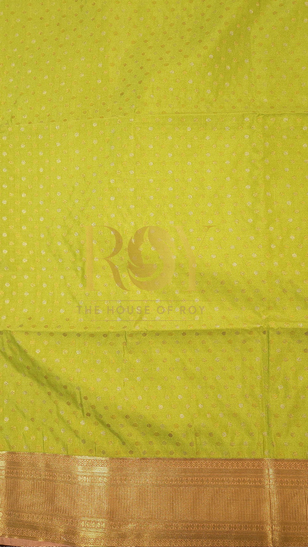 Lime Green Polka Dot Luxury Soft Silk Saree