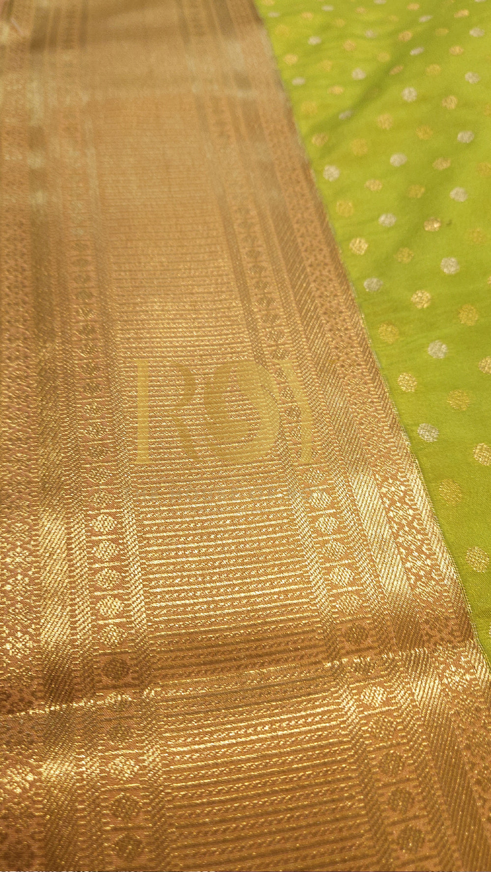 Lime Green Polka Dot Luxury Soft Silk Saree