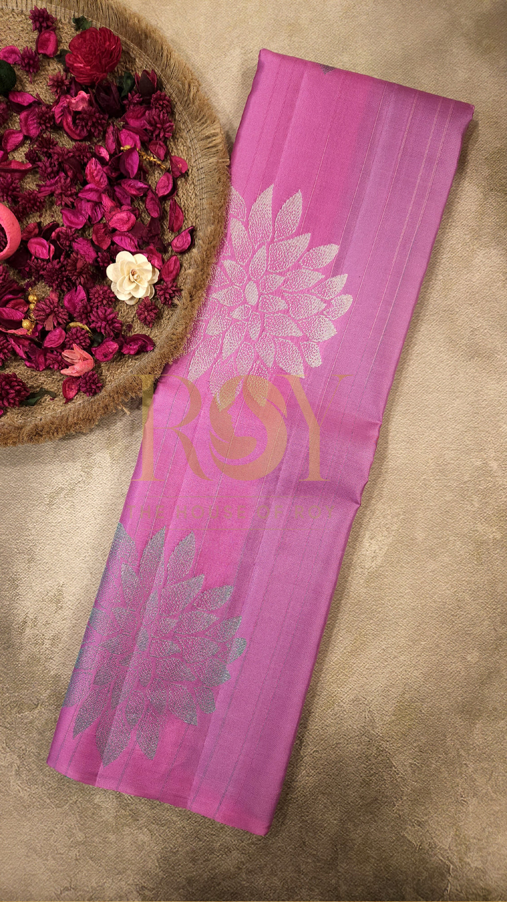 Lotus Pink Pure Kancheepuram Soft Silk Saree