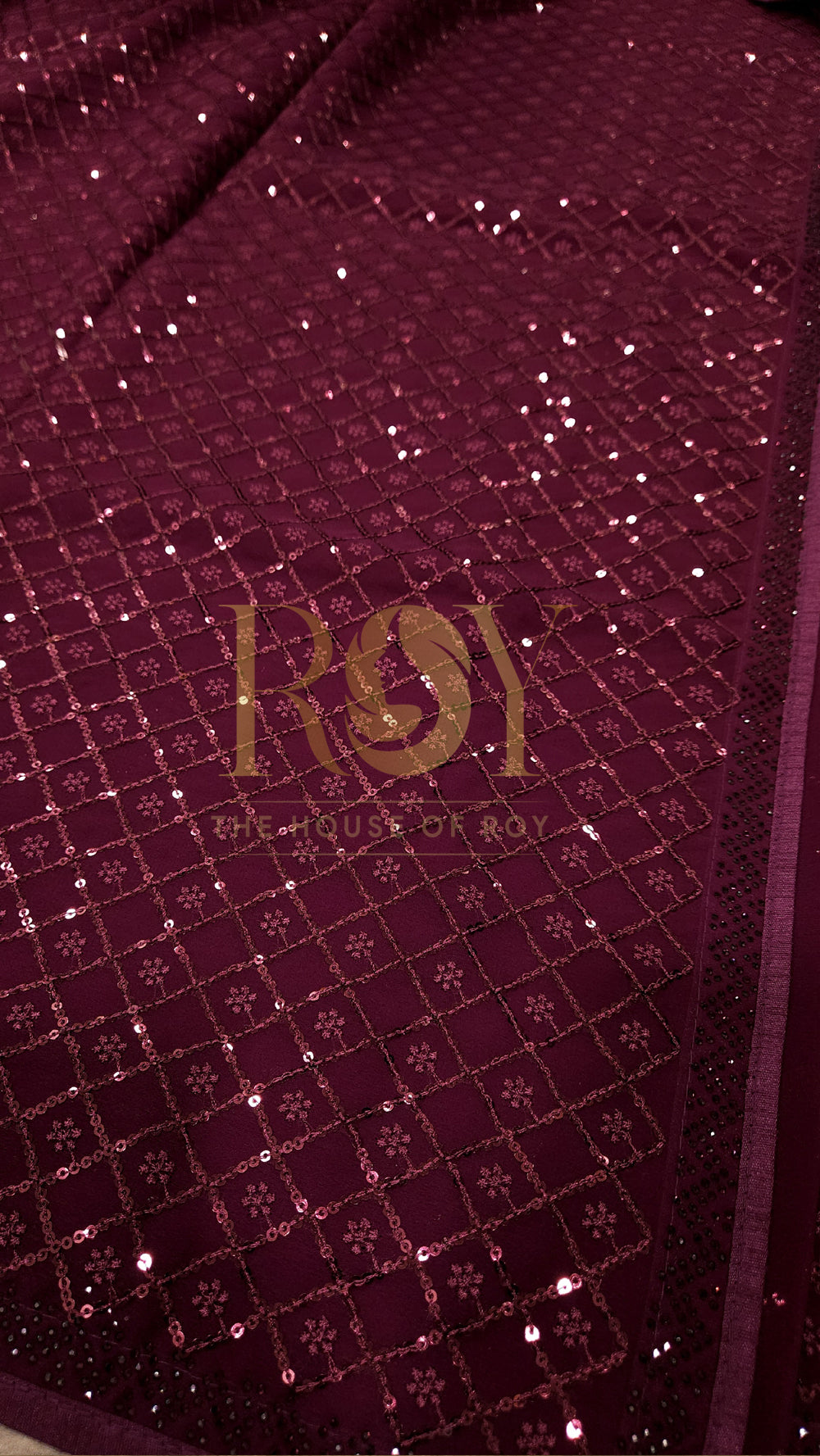 Magenta Sequinned Saree