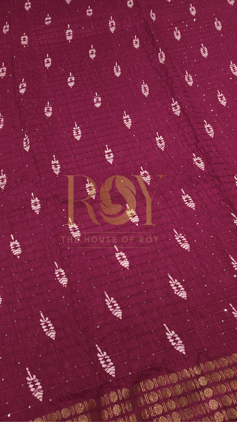 Magenta sequinned saree