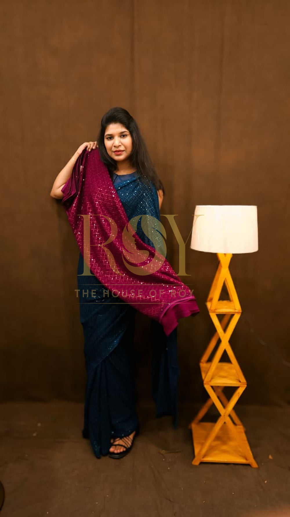 Magenta Sequinned Saree