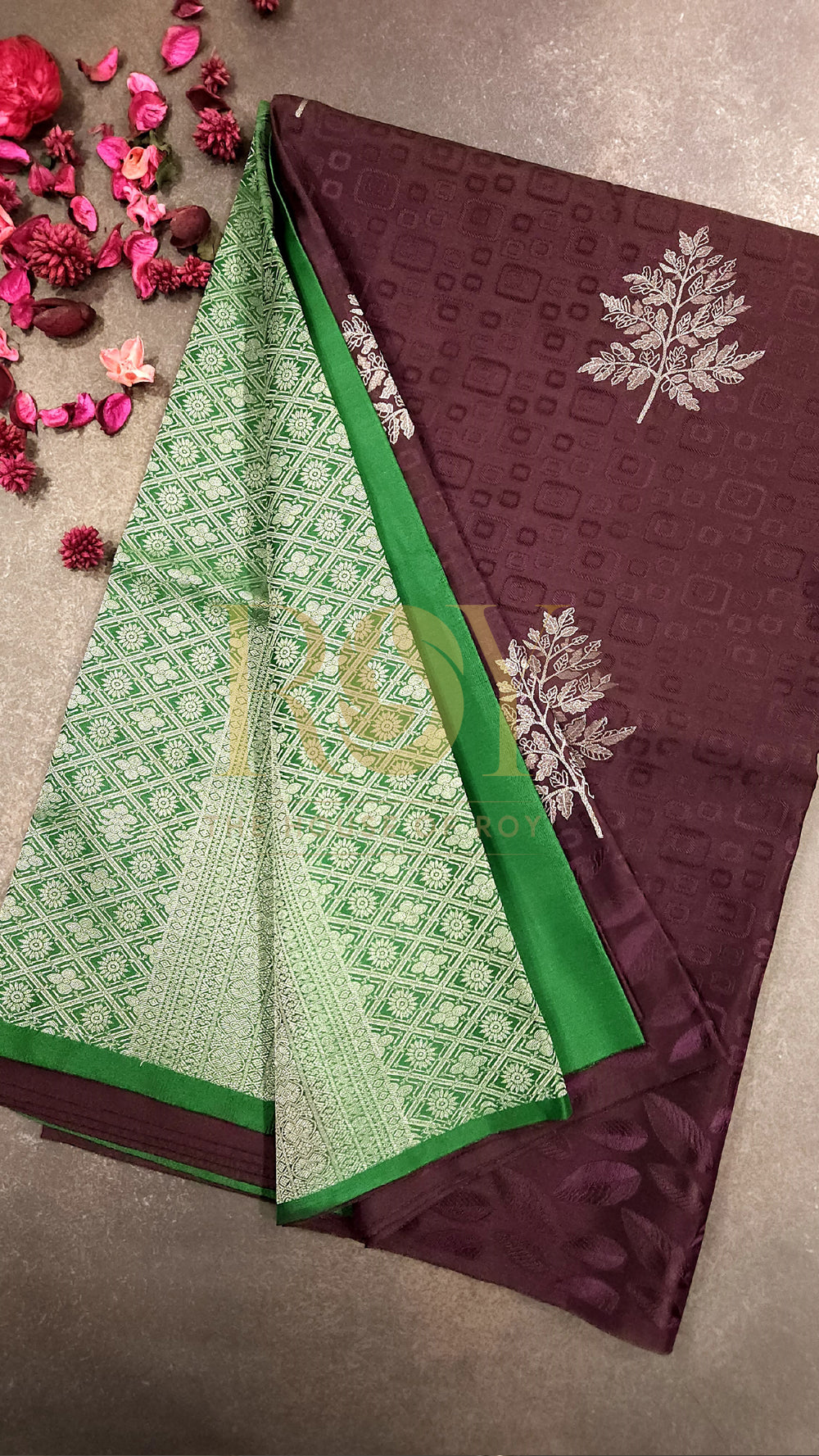 Maroon Embossed Soft Silk Saree