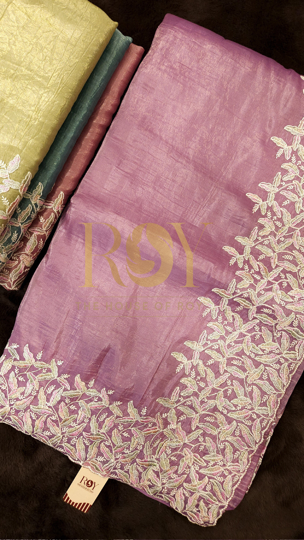 Mauve Pink Crushed Shimmer Organza Saree