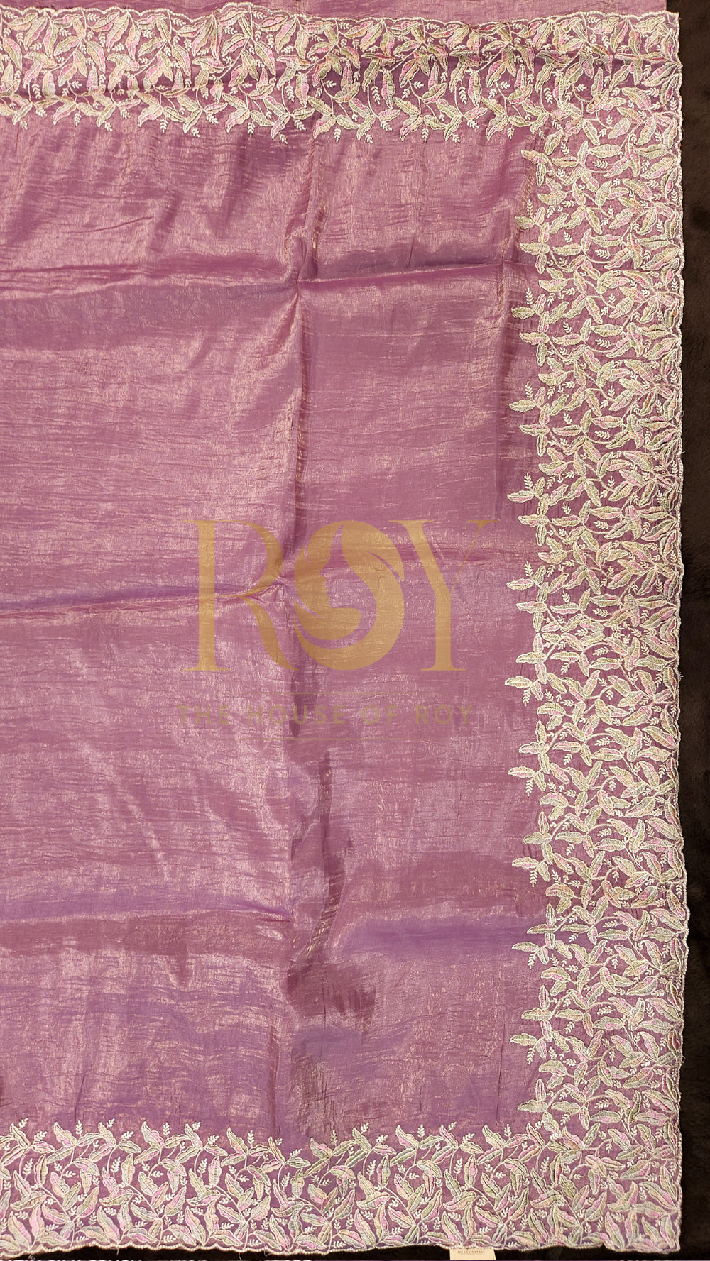 Mauve Pink Crushed Shimmer Organza Saree