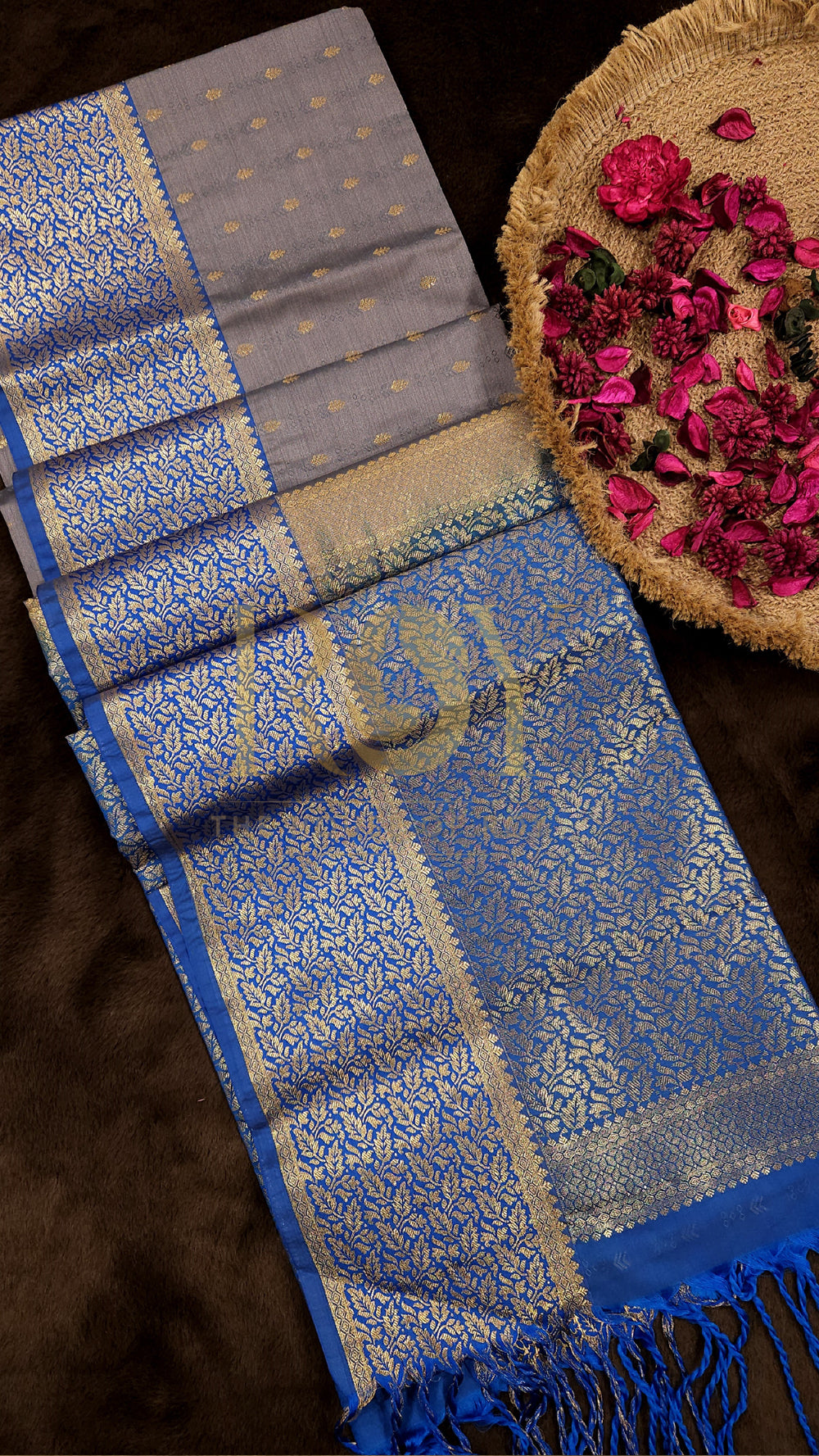 Metal Grey Mix Soft Silk Saree