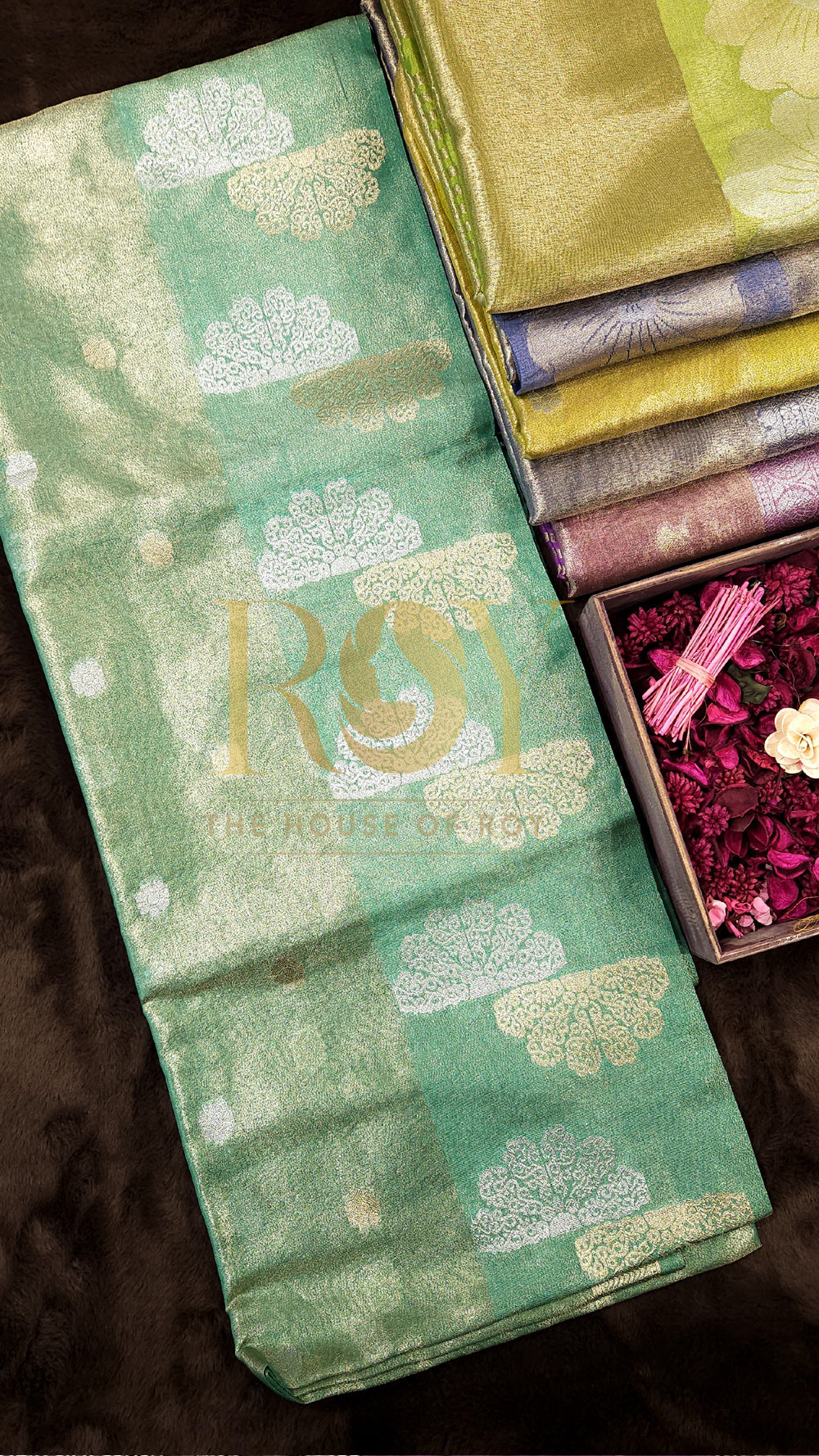 Mint Green Kora Tissue Silk Saree