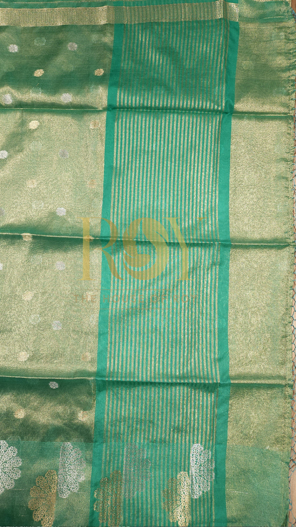 Mint Green Kora Tissue Silk Saree