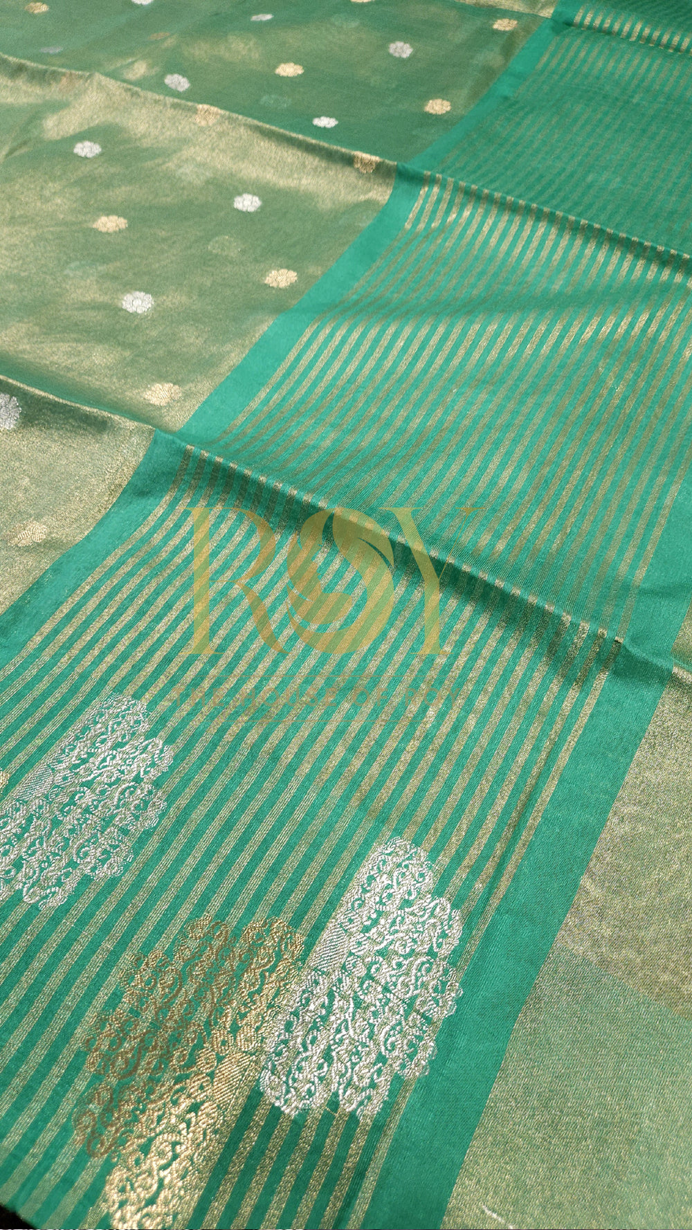 Mint Green Kora Tissue Silk Saree