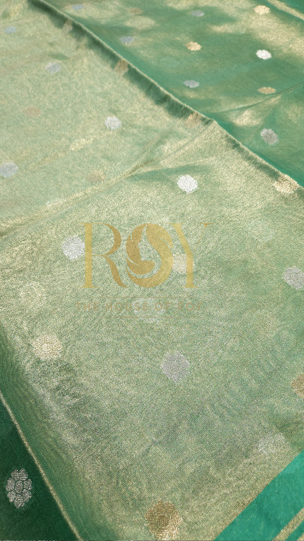 Mint Green Kora Tissue Silk Saree