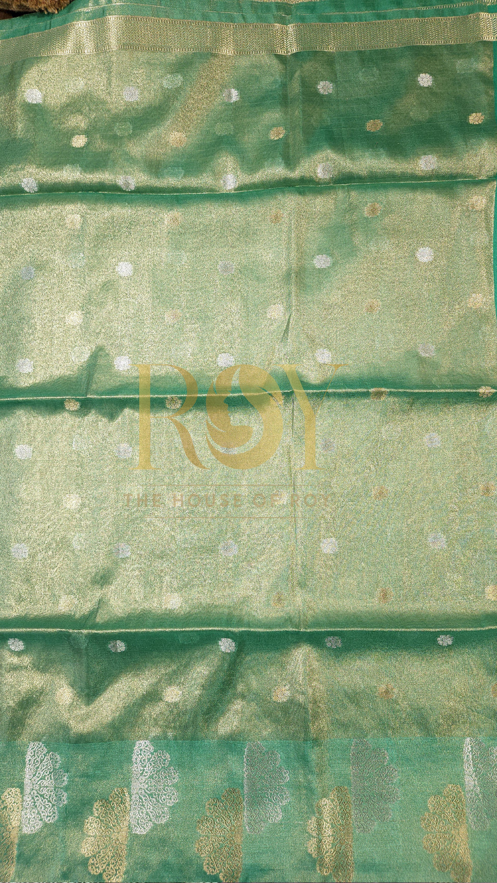 Mint Green Kora Tissue Silk Saree