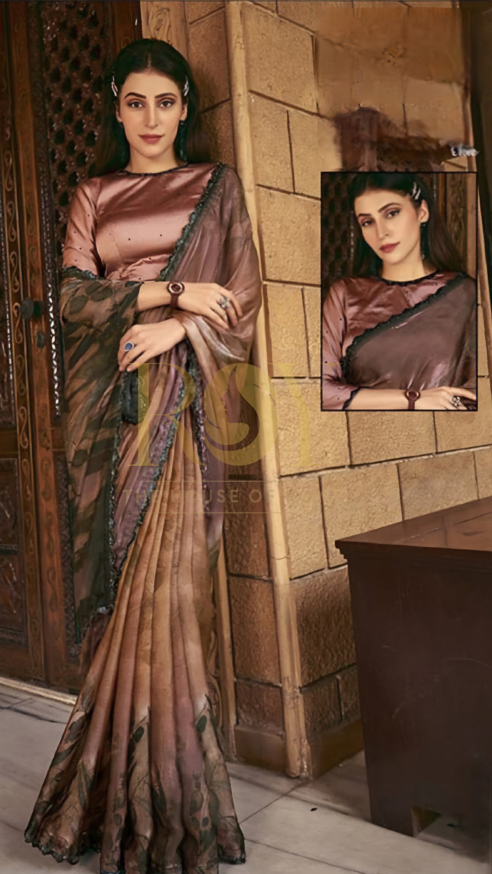 Mocha Satin Silk Saree