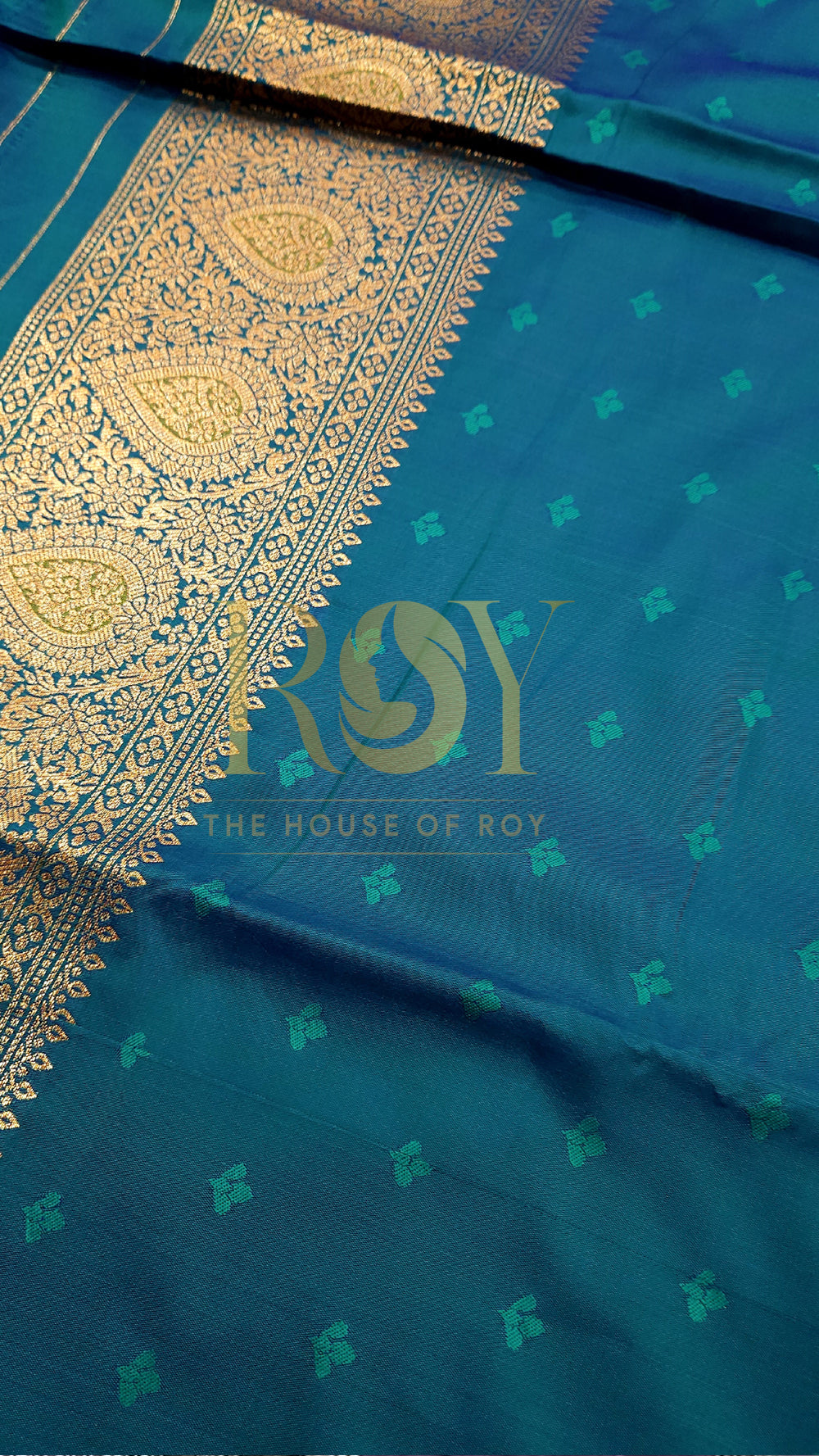 Moss green with peacock blue mix soft silk