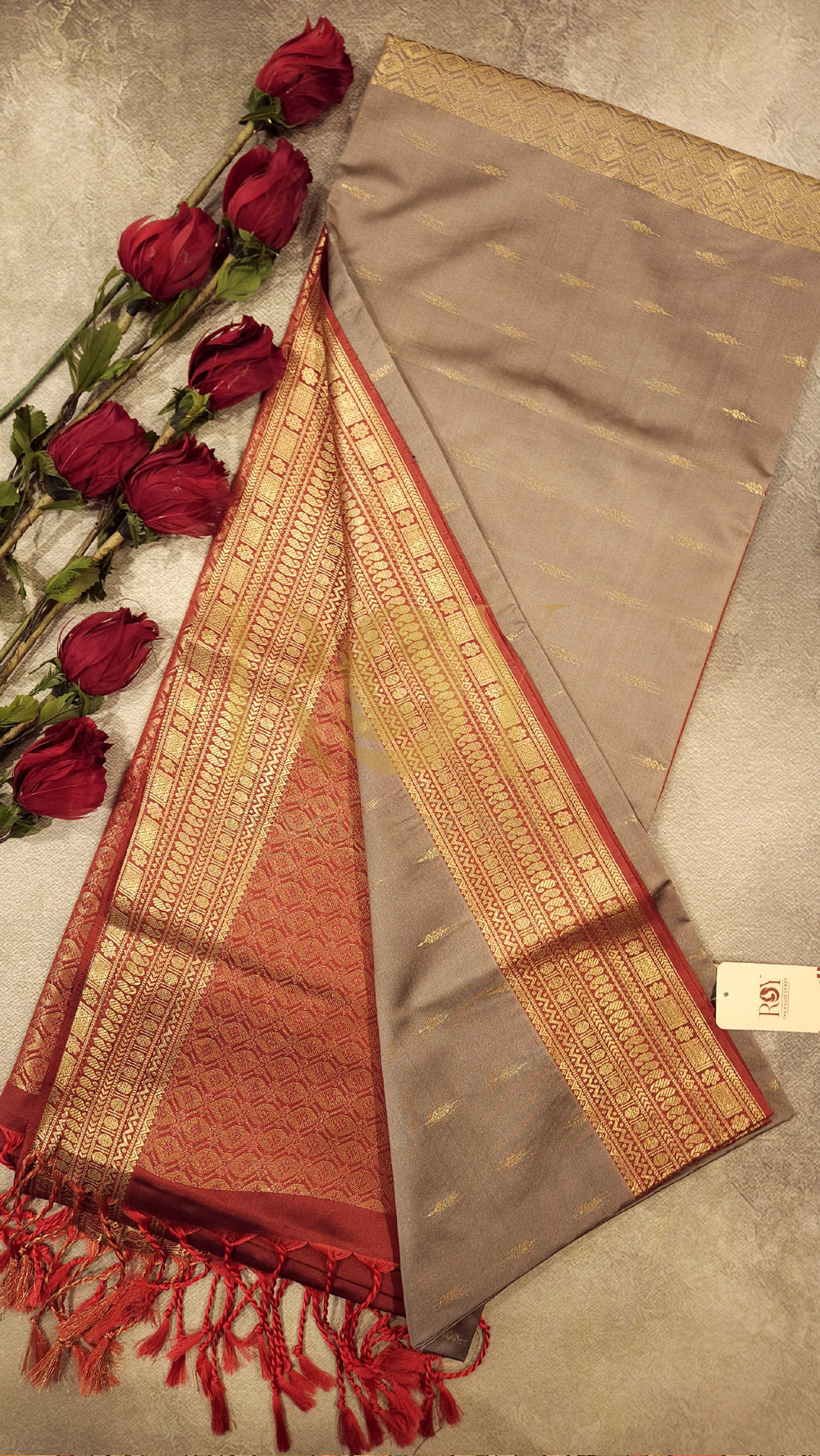 Mushroom 1000 Butta Soft Silk Saree