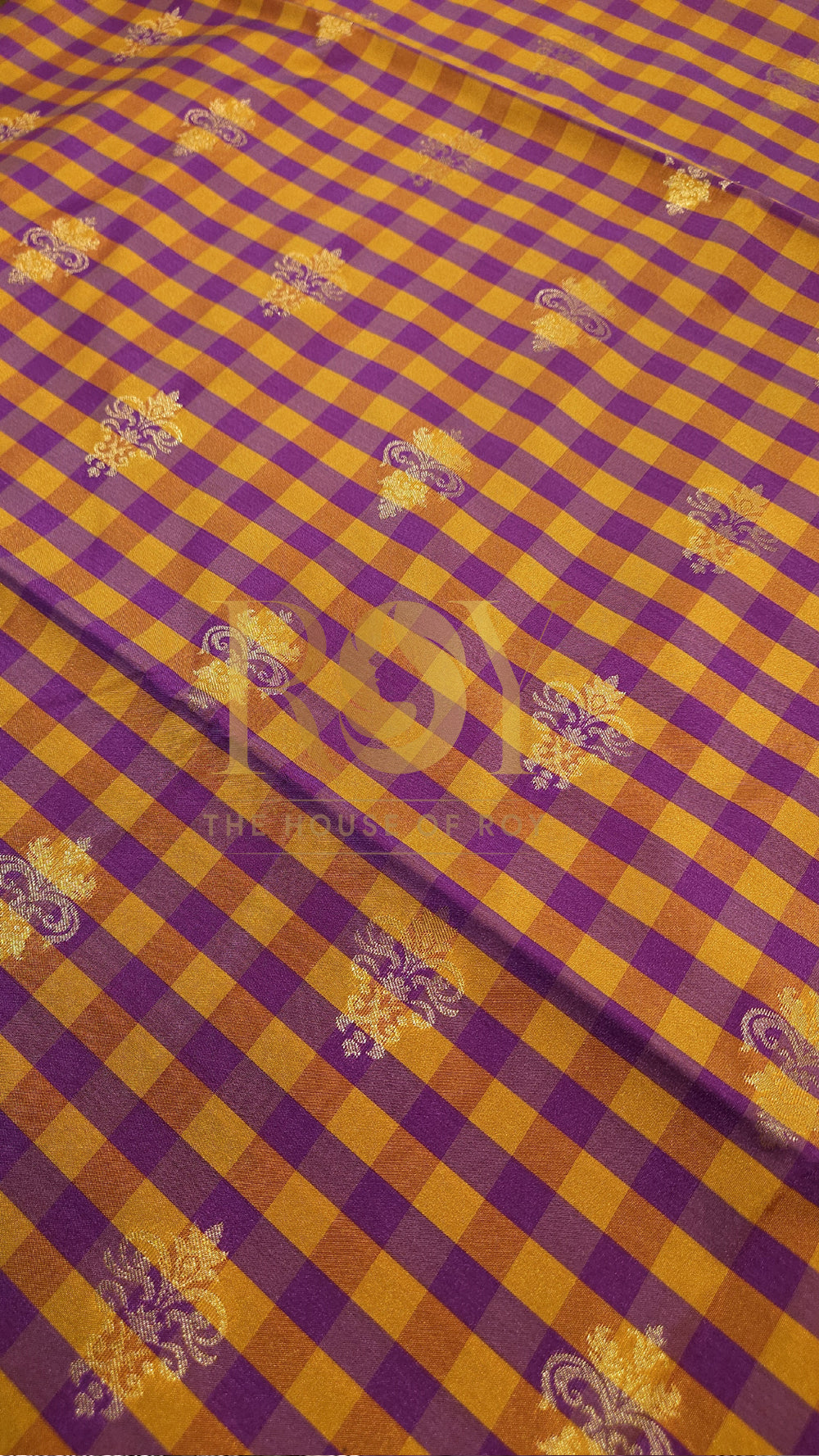 Mustard and Purple Kattam Luxury Soft Silk Saree