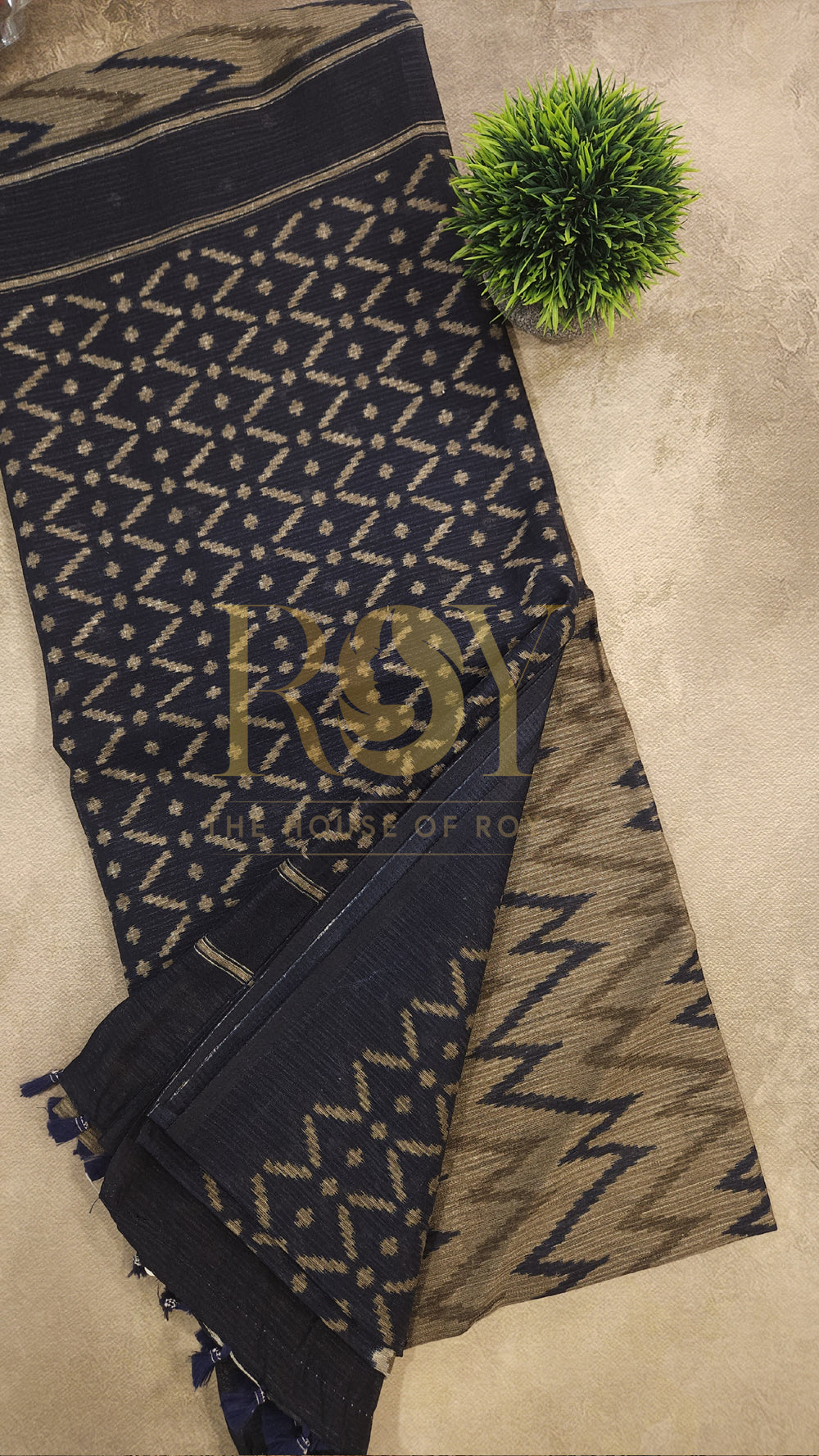NAVOJA Beige Printed Mix Cotton Saree