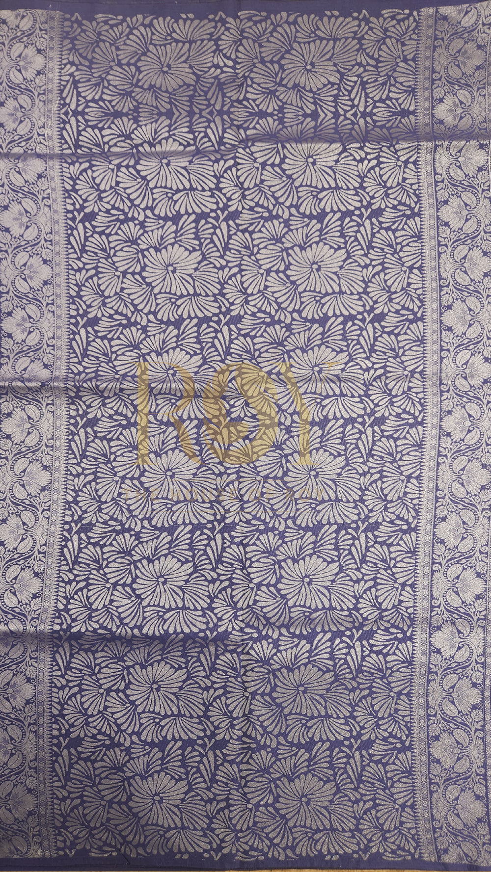 Navy blue Embossed silk