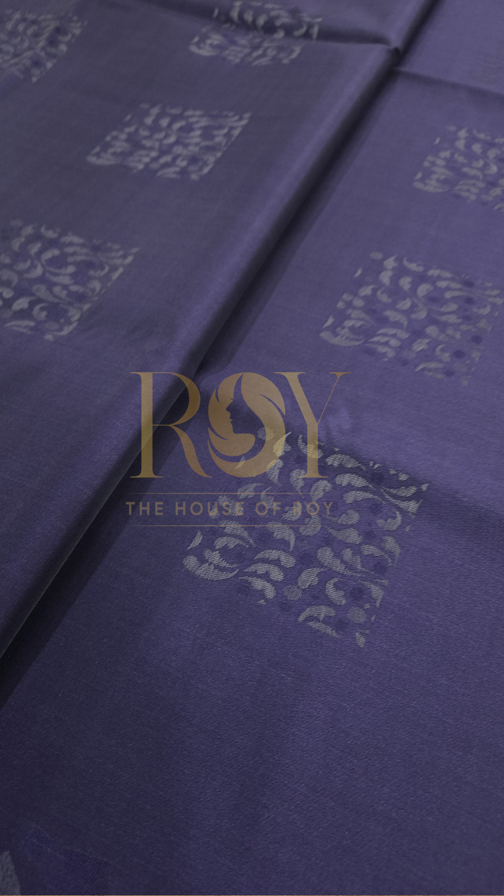 Navy blue Embossed silk