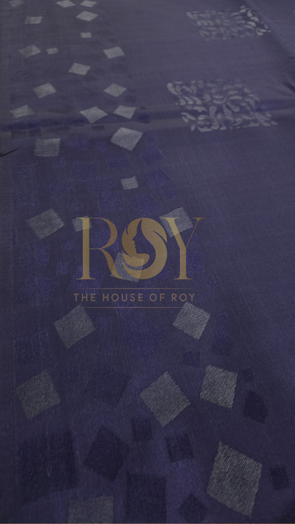 Navy blue Embossed silk