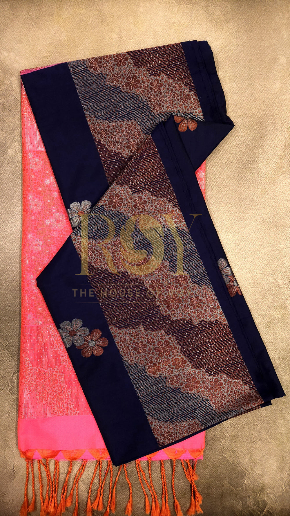 Navy Blue Fancy Border Soft Silk Saree