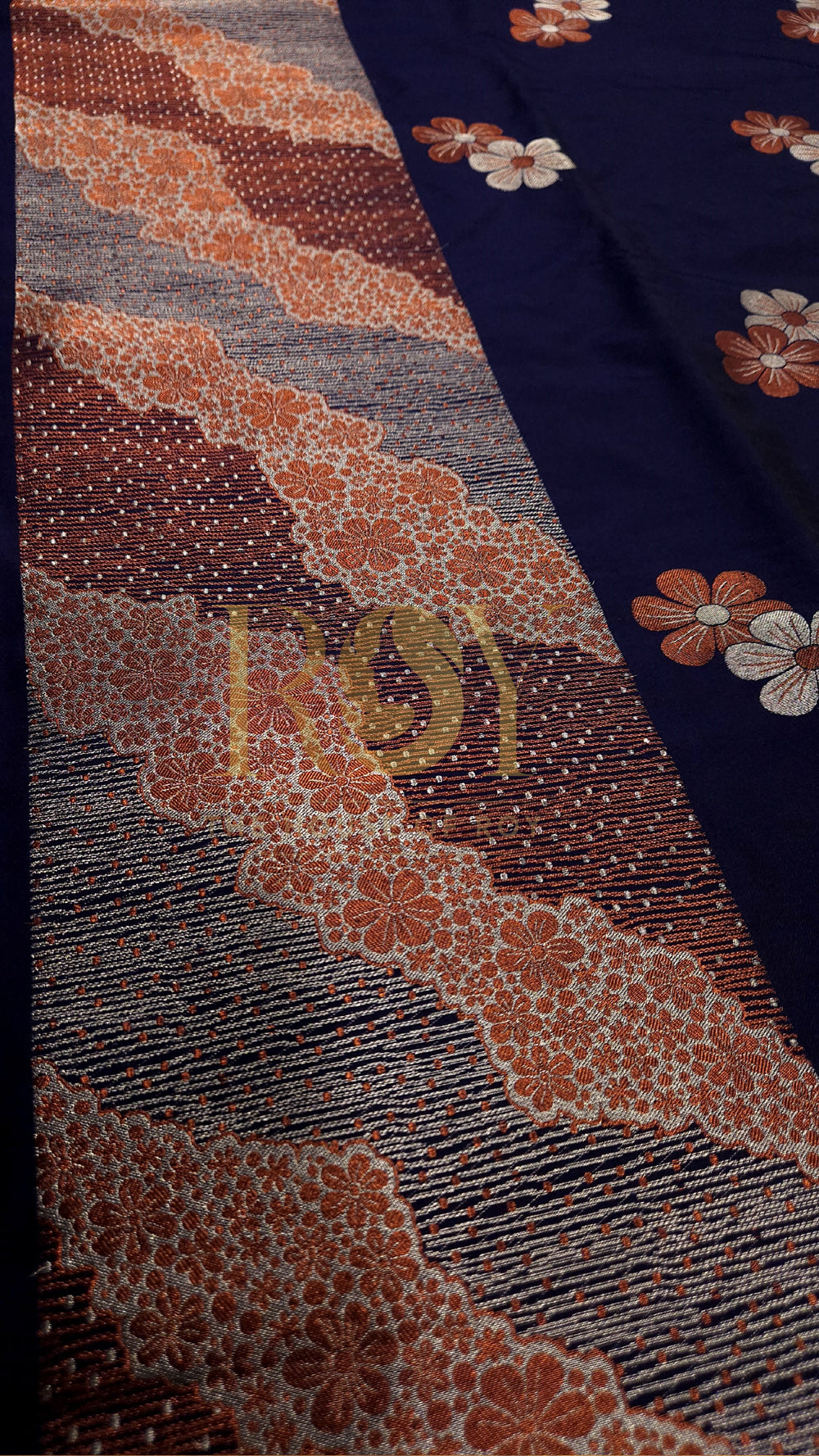 Navy Blue Fancy Border Soft Silk Saree