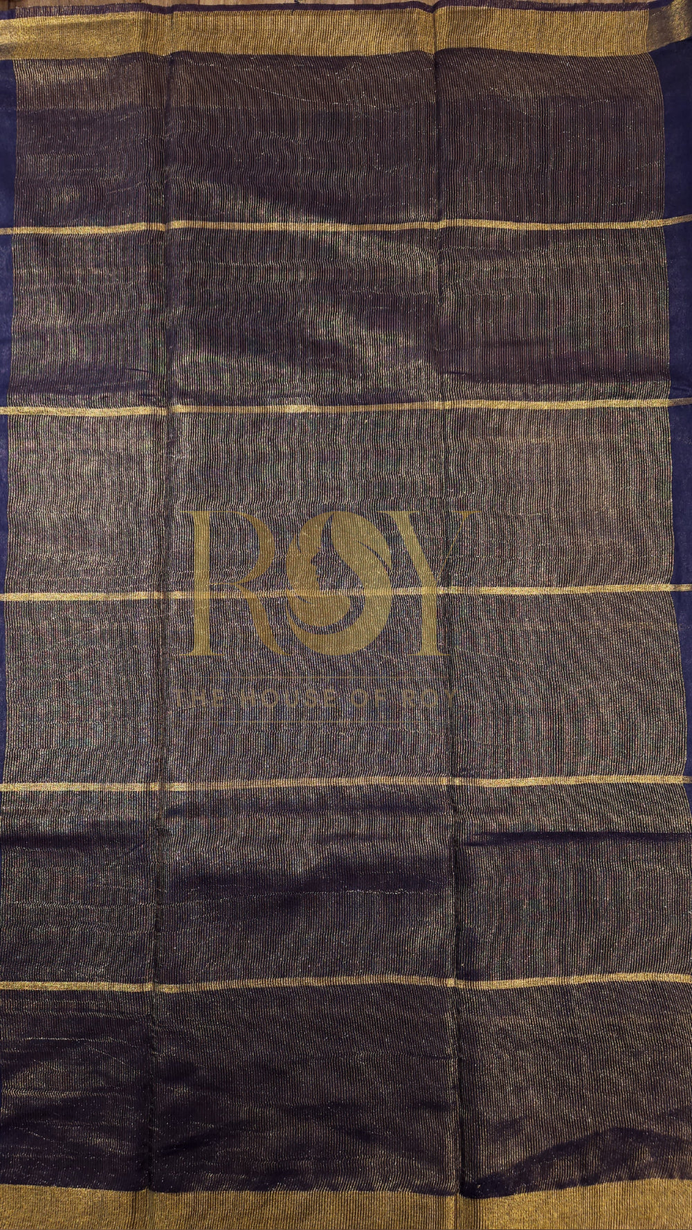 Navy blue check Liva cotton Saree