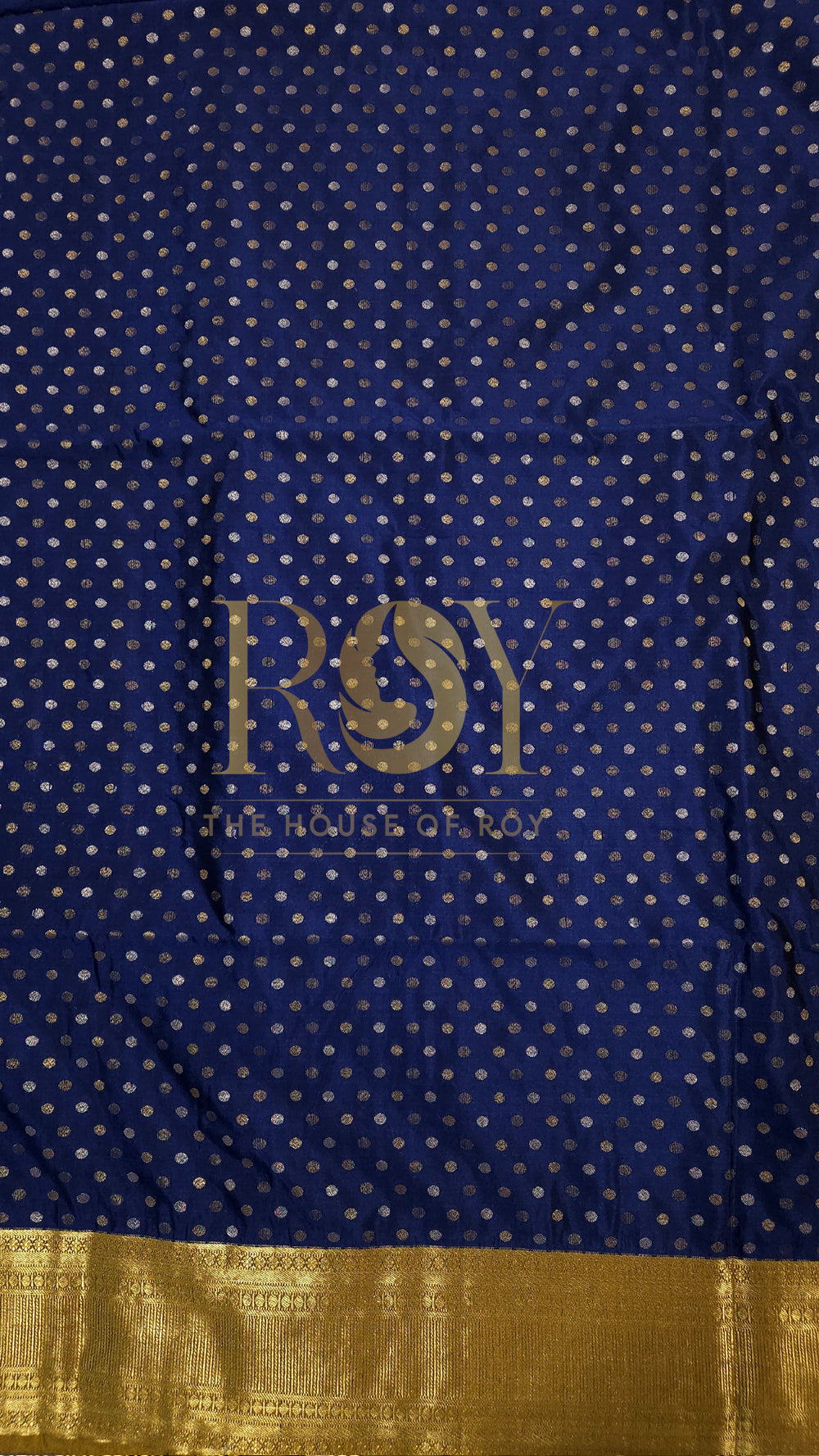 Navy Blue Polka Dot Luxury Soft Silk Saree
