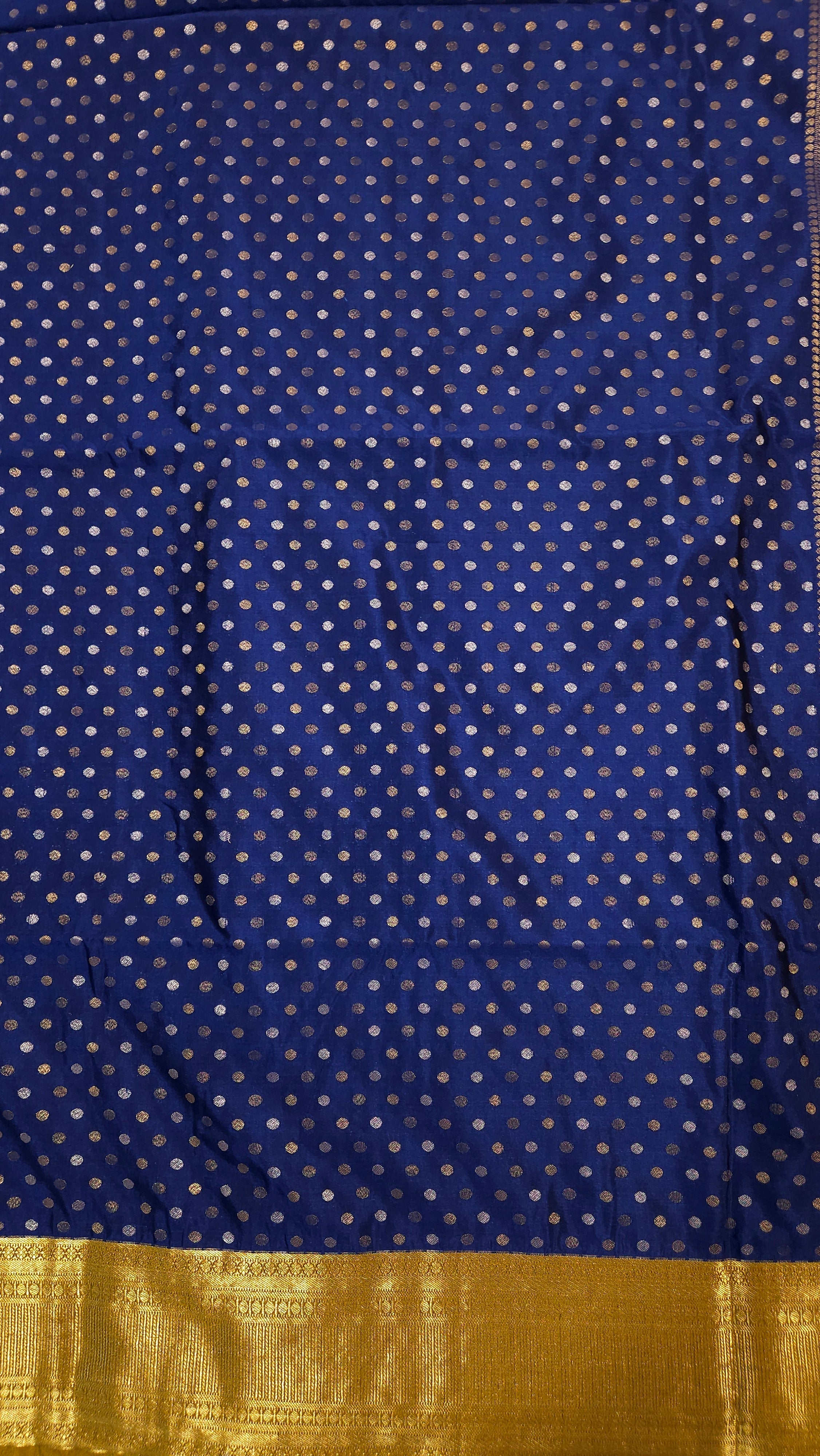 Navy Blue Polka Dot Luxury Soft Silk Saree