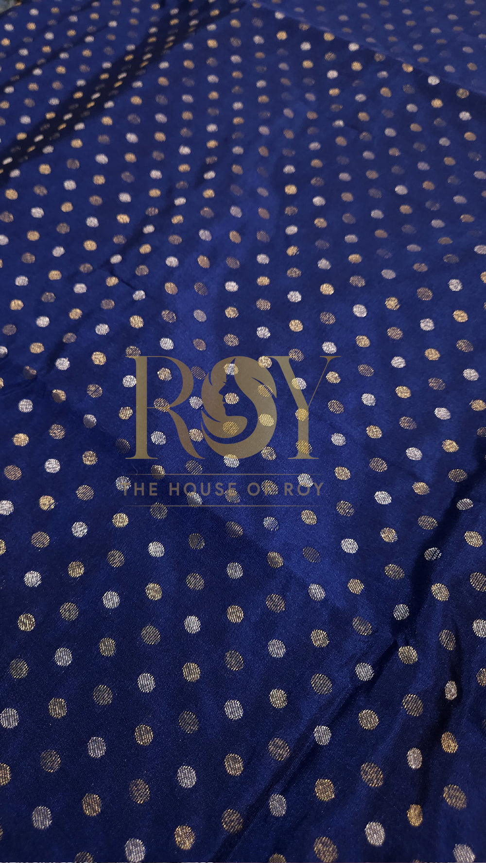 Navy Blue Polka Dot Luxury Soft Silk Saree