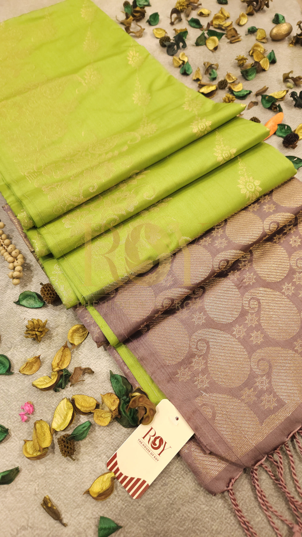 Neon Green Turning Border Soft Silk Saree