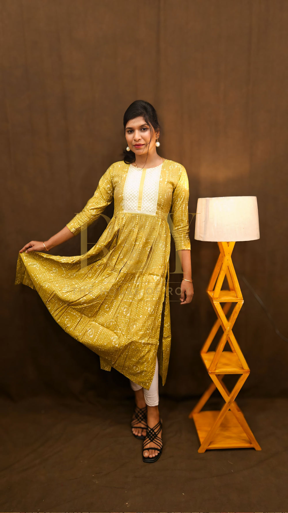 Olive Green Tie Dye Dress/Kurti
