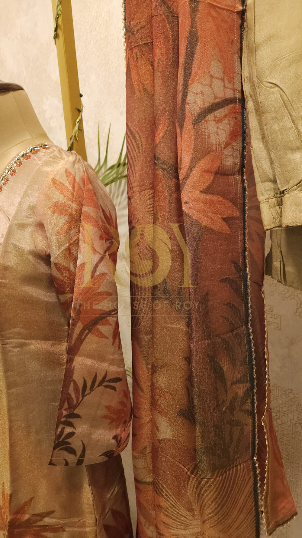Orange Cream Shimmer Chudi Set