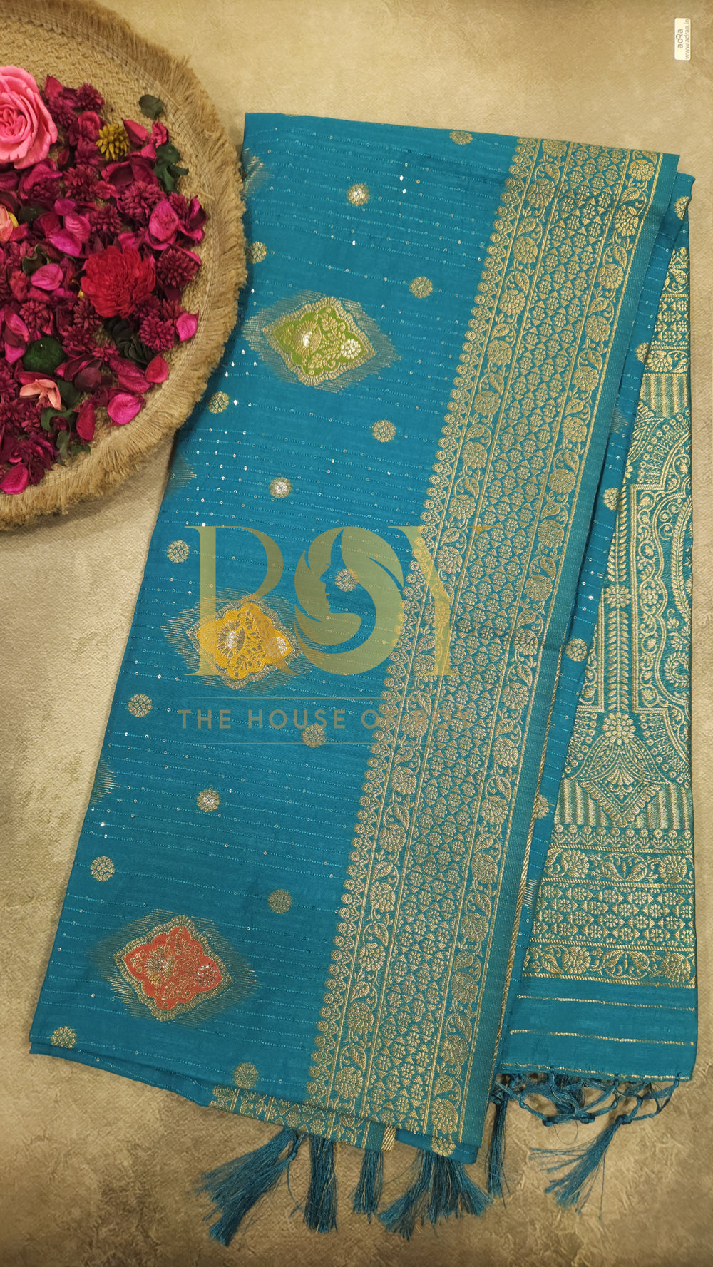 Turquoise Blue Padica Silk Saree