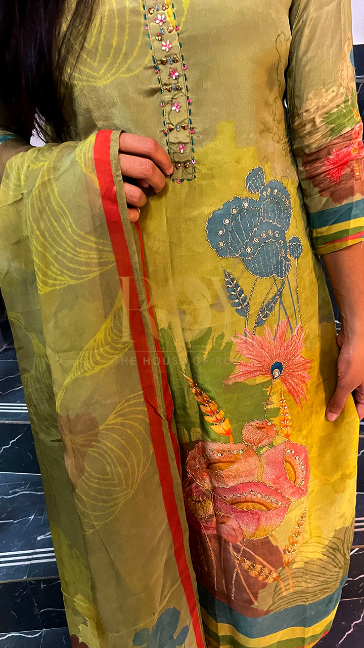 Pale Green Digital Print Chudi Set
