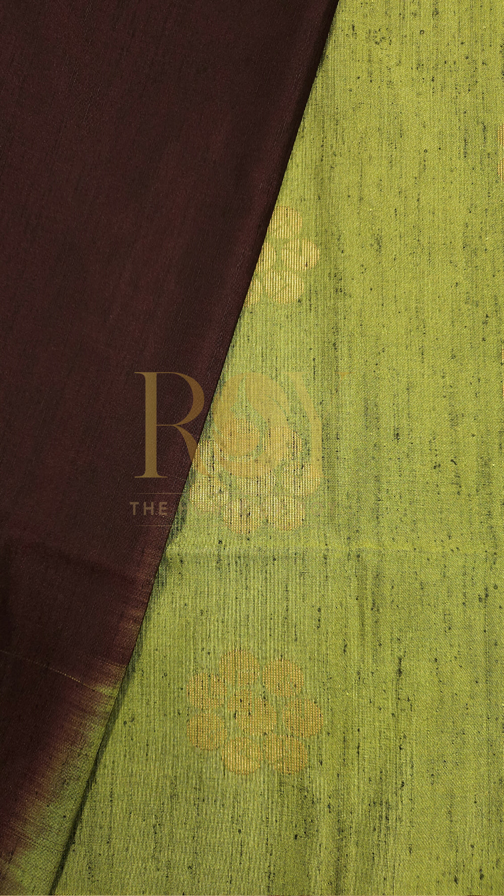 Parrot Green with Coffee Brown Copper Saree