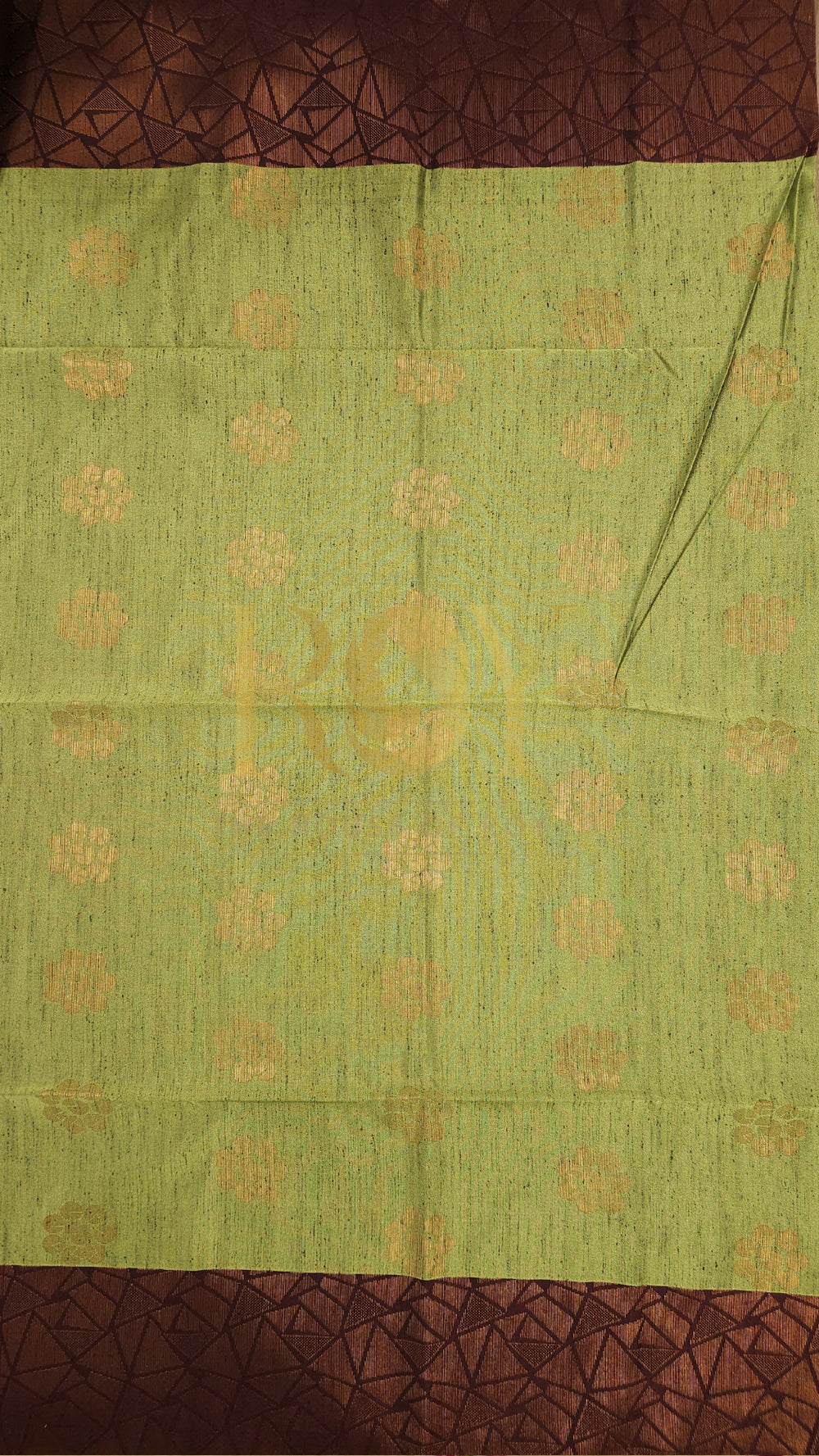 Parrot Green with Coffee Brown Copper Saree