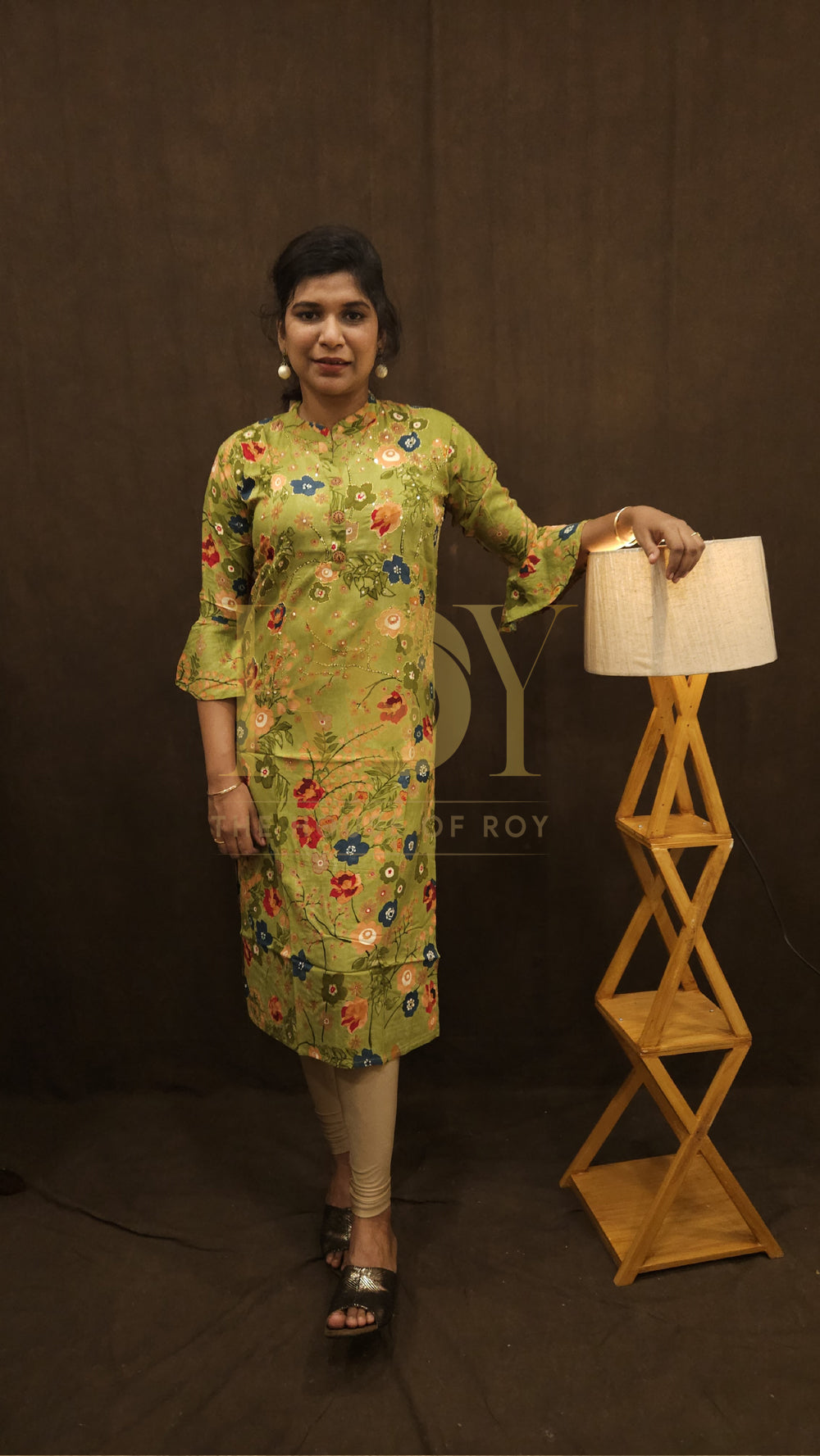 Parrot Green Floral Printed Kurti