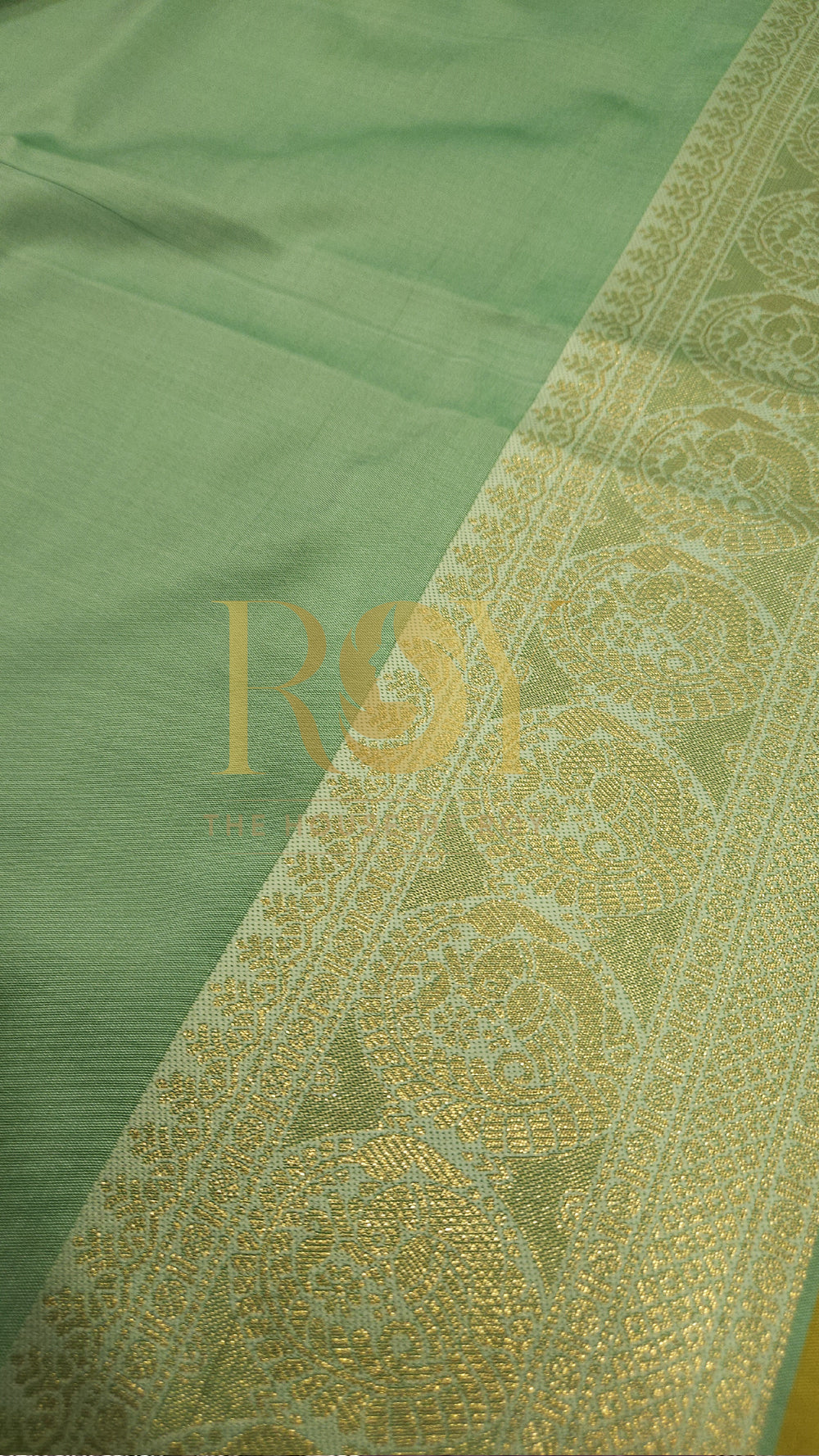 Parrot green with mint green kattam zari mix soft silk