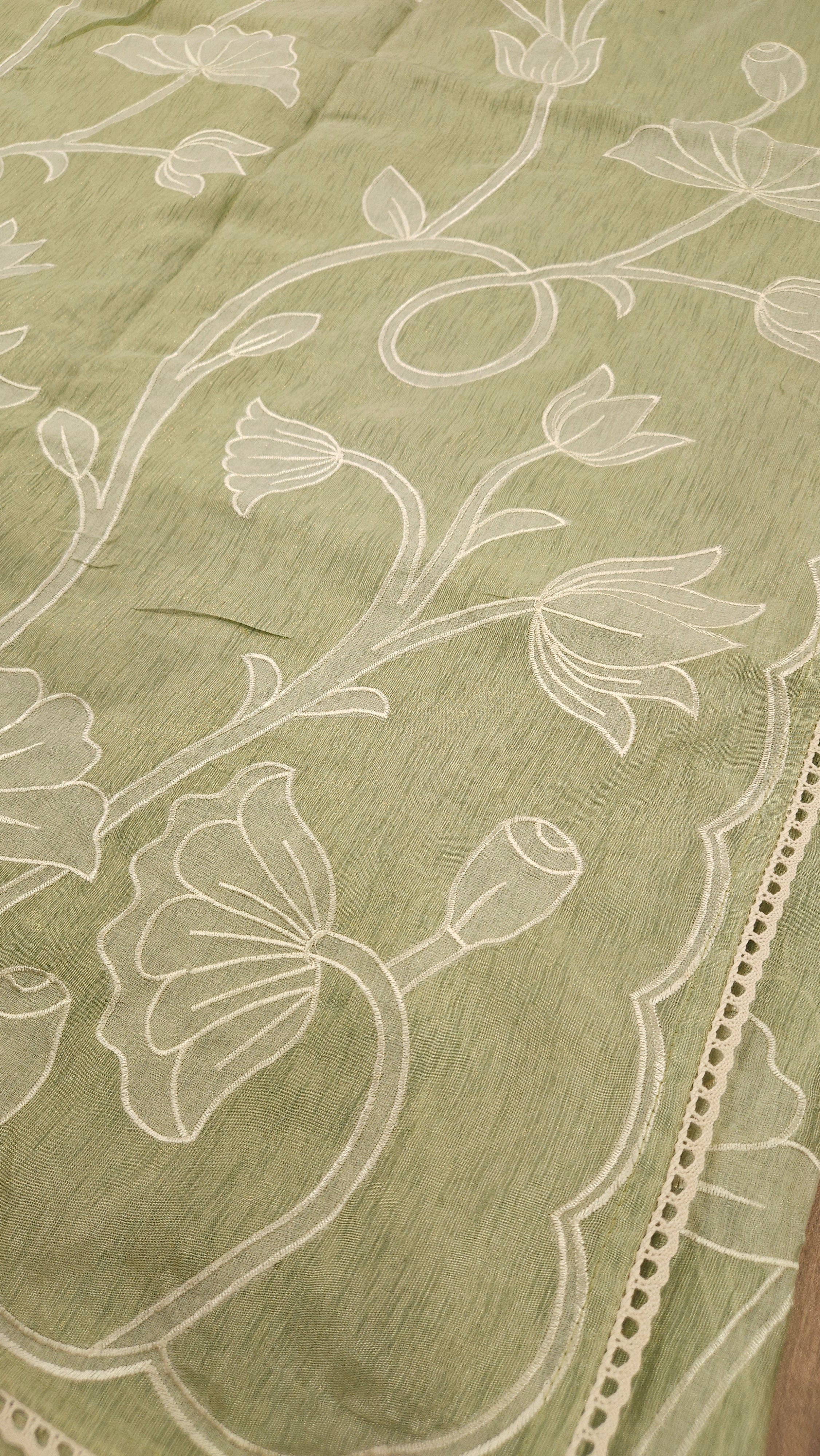 Pastel Green Appliqué Saree