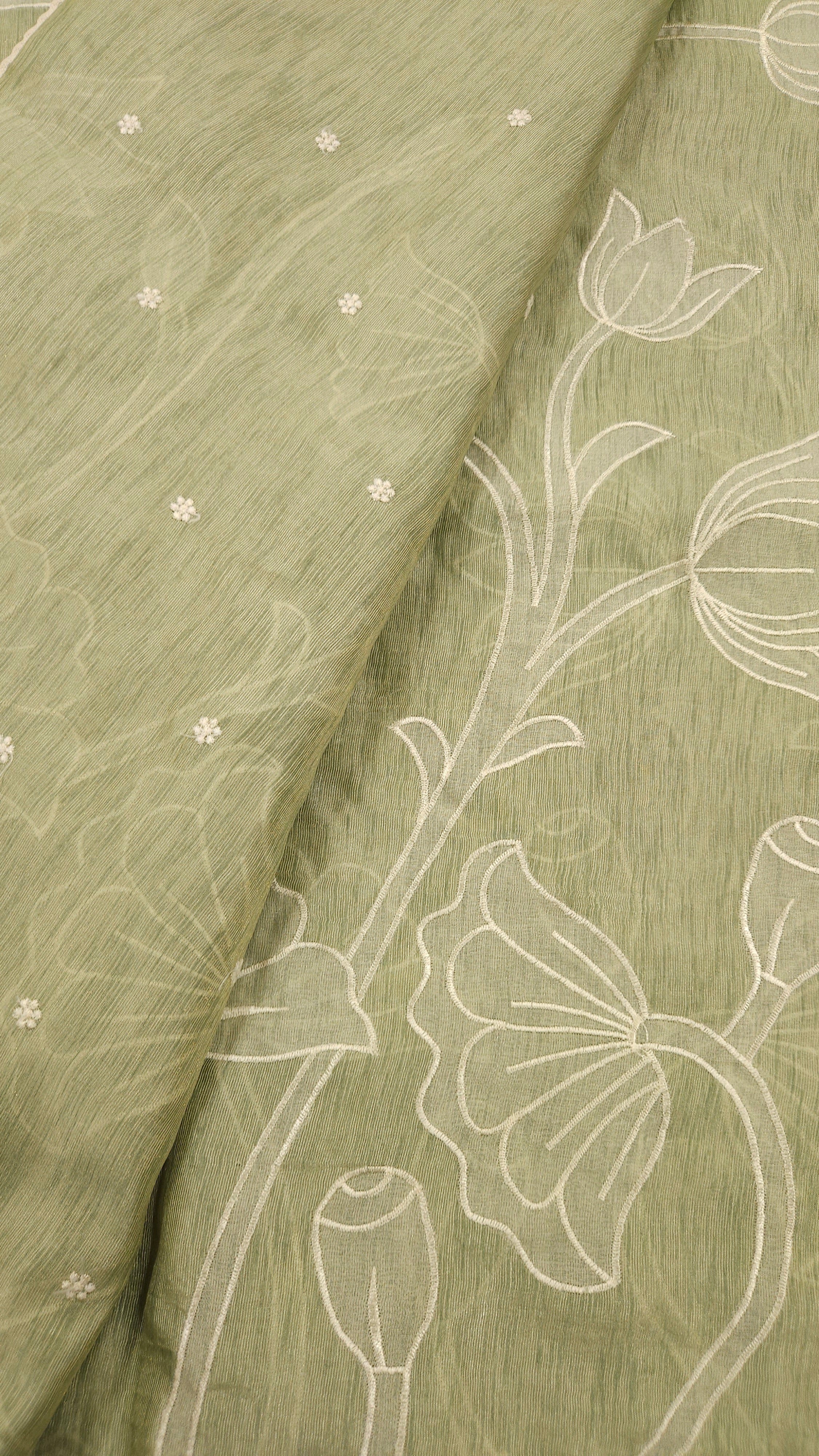 Pastel Green Appliqué Saree