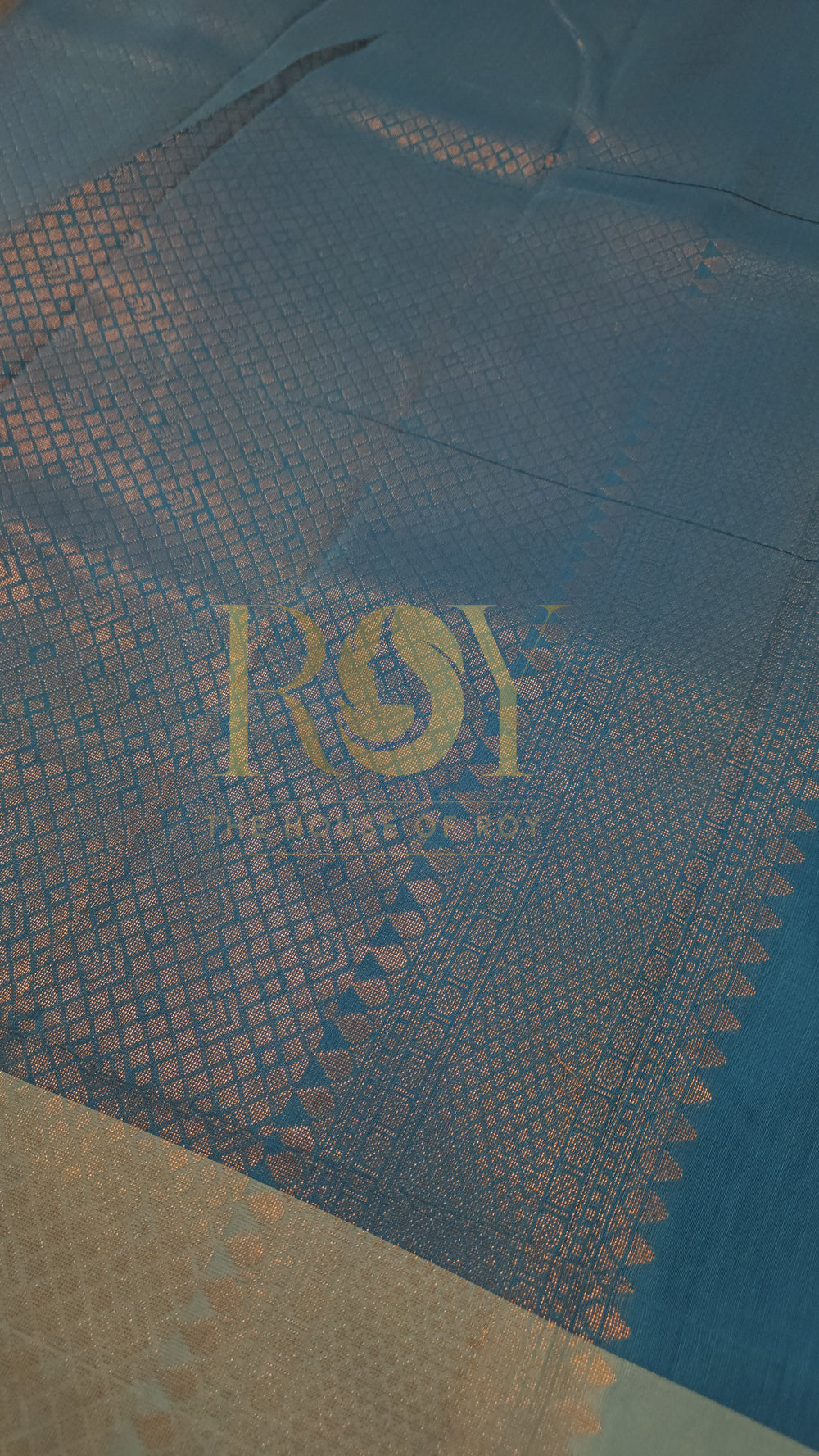 Patola Print Silk Cotton Saree in Firozi Blue