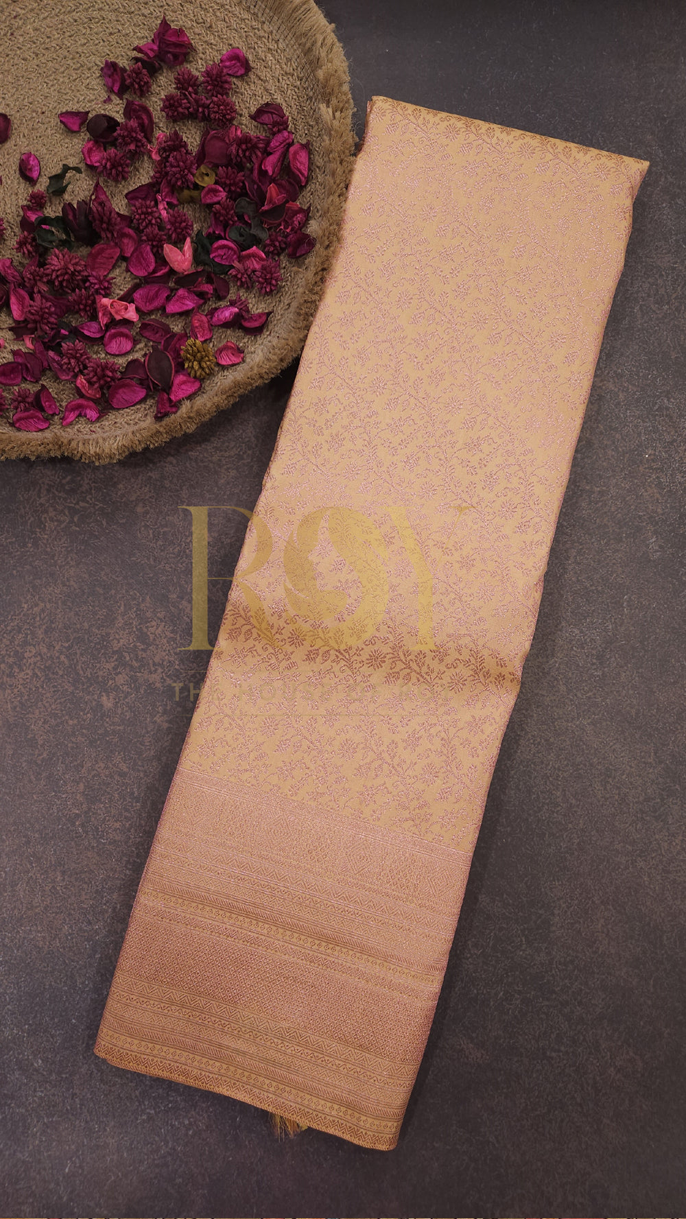 Peach Pure Kancheepuram Silk Saree