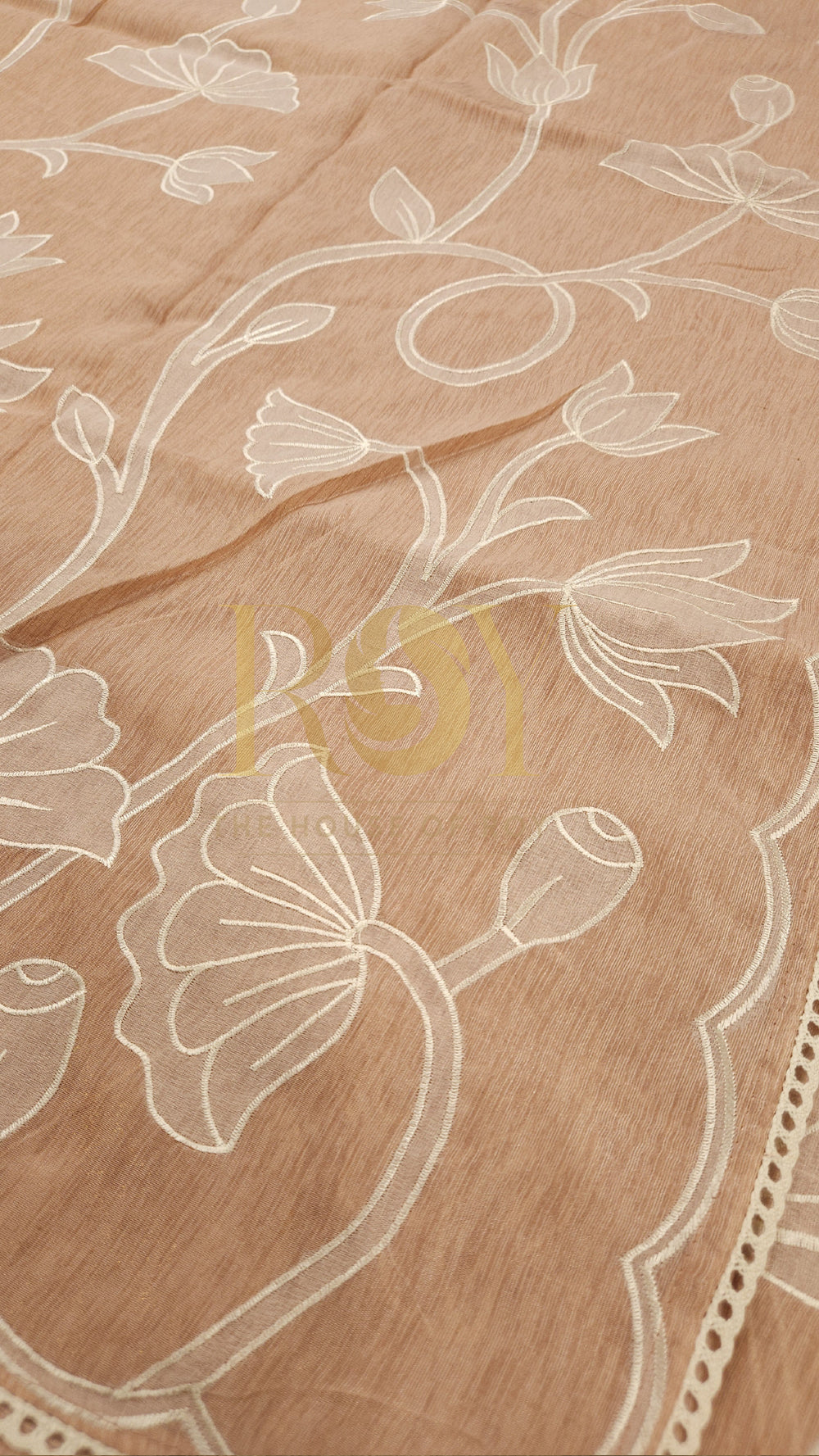 Peach Applique Saree