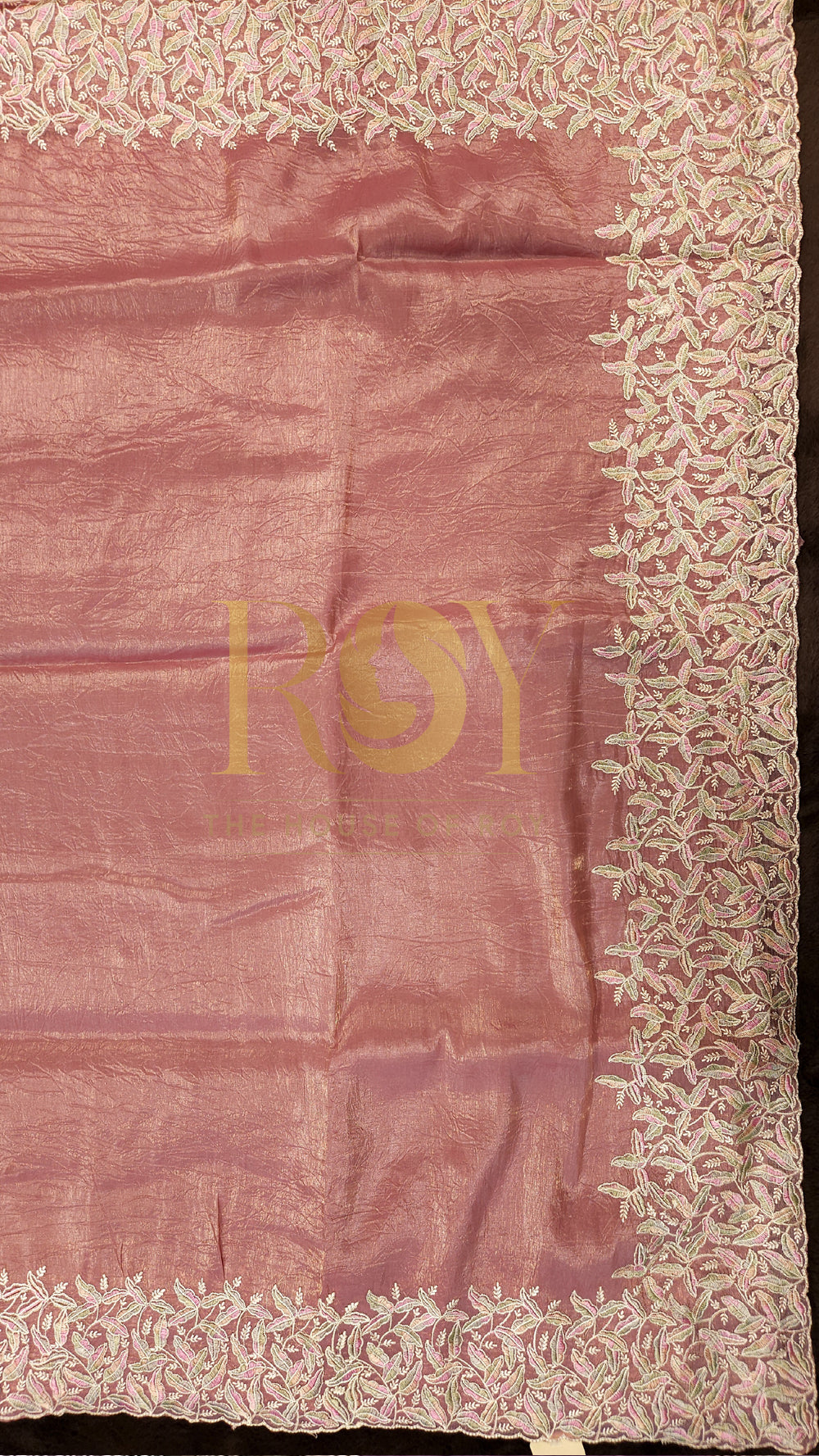 Peach Crushed Shimmer Organza Saree