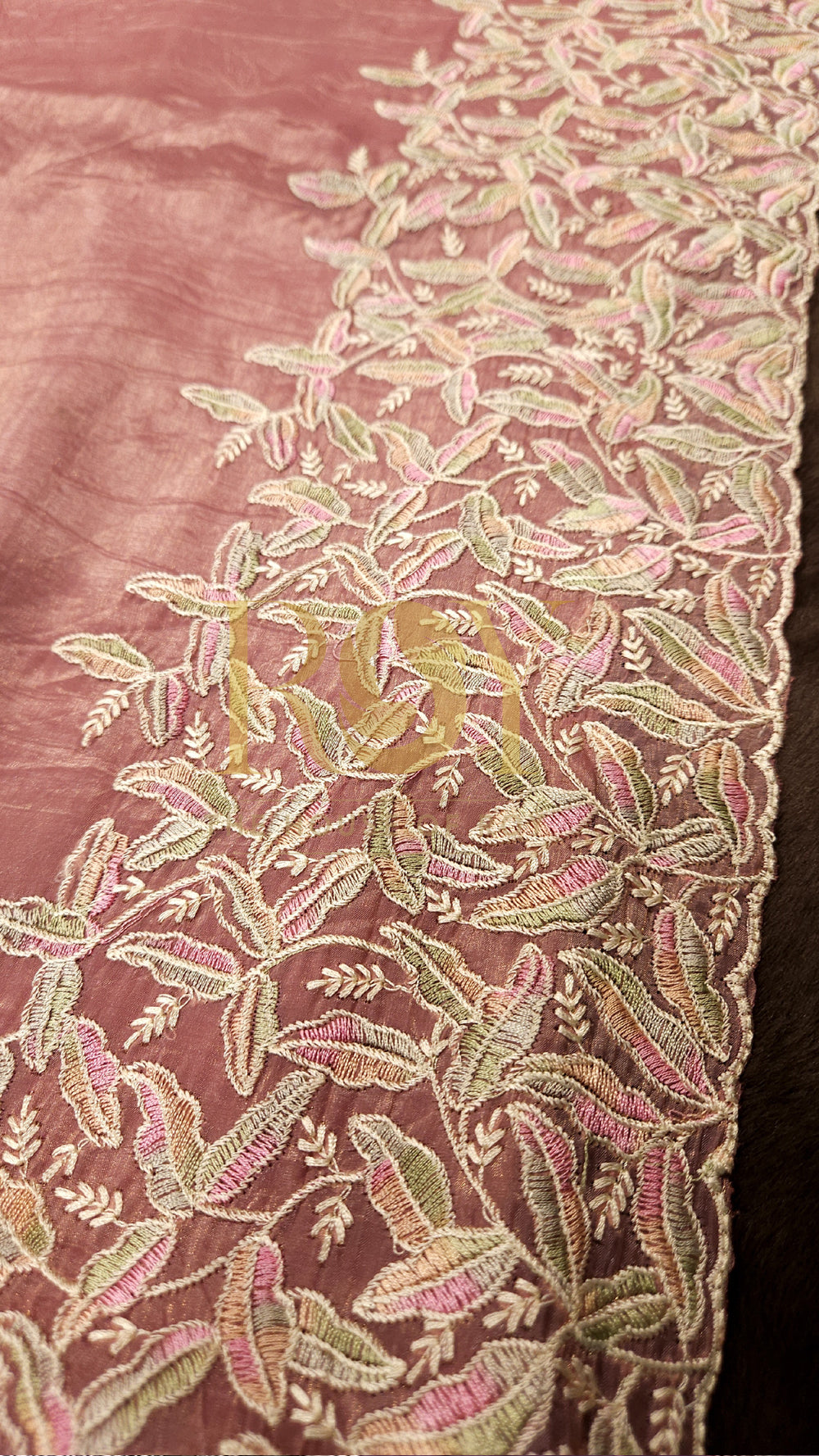 Peach Crushed Shimmer Organza Saree
