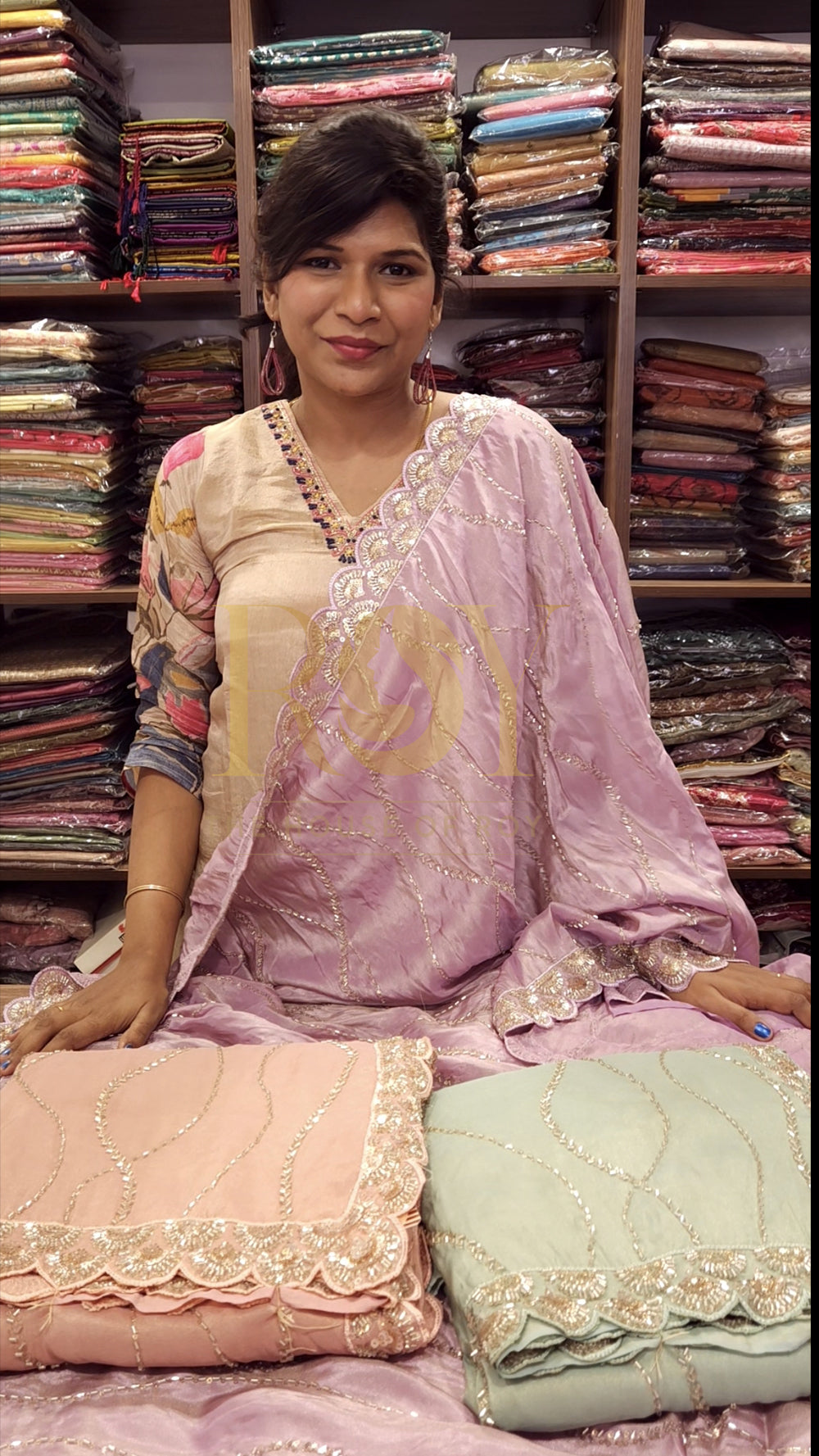 Peach Party Wear Saree