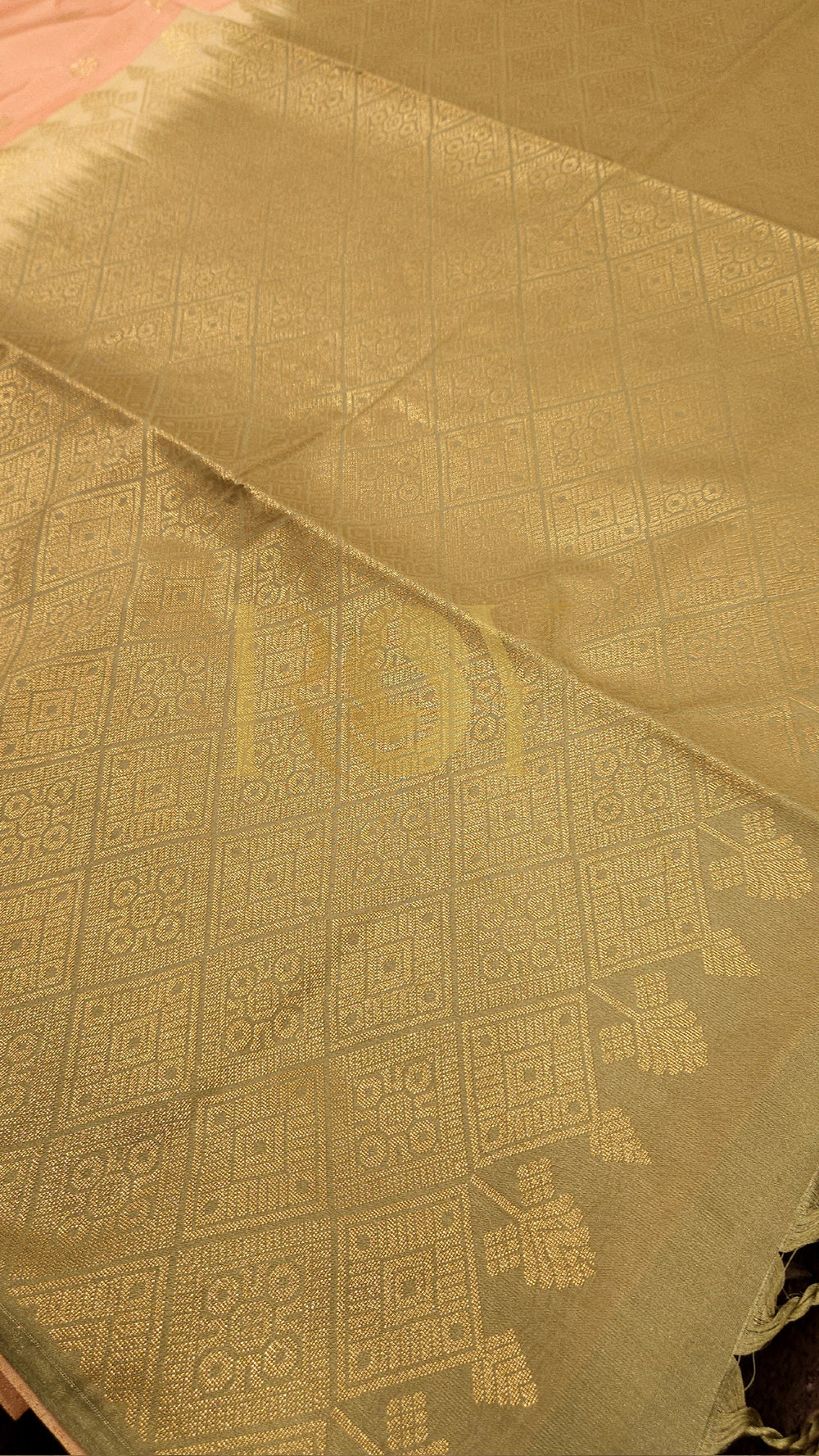 Peach Turning Border Soft Silk Saree