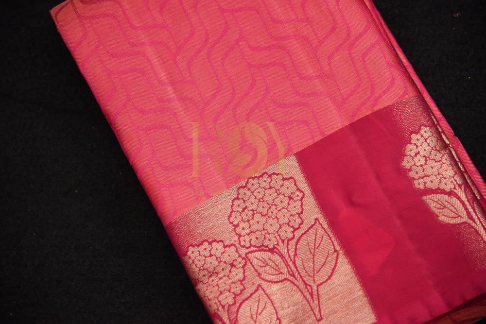 Pink Silk Yarns Woven Saree